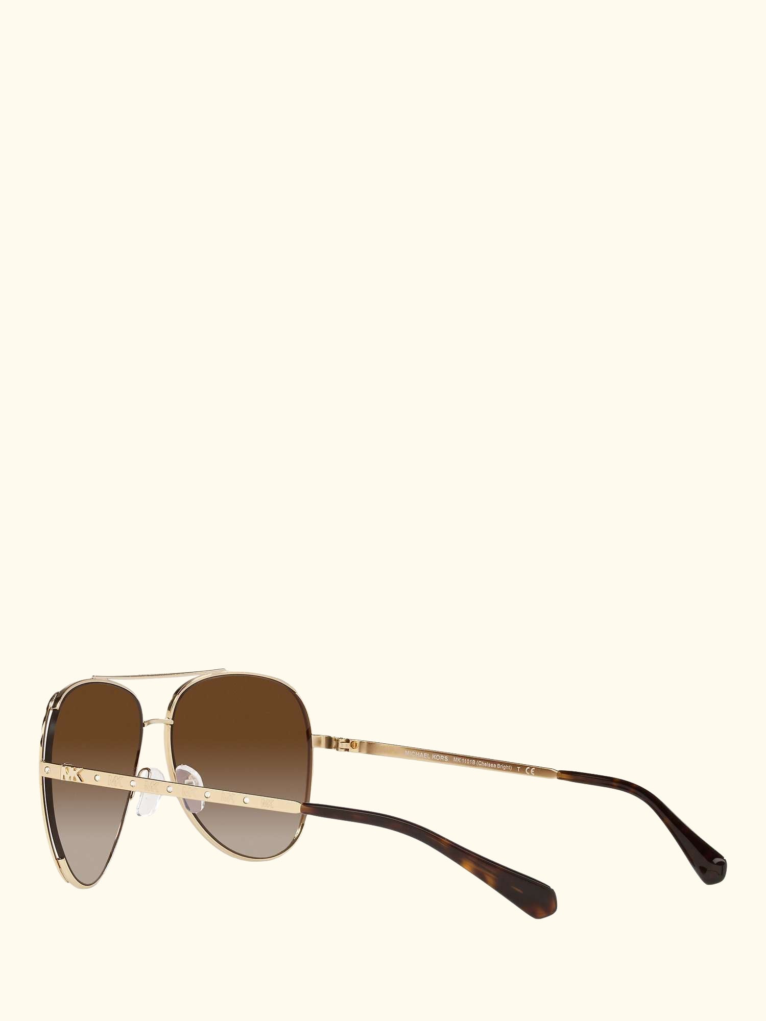 MK1101B Women's Chelsea Aviator Sunglasses, Gold/Brown Gradient
