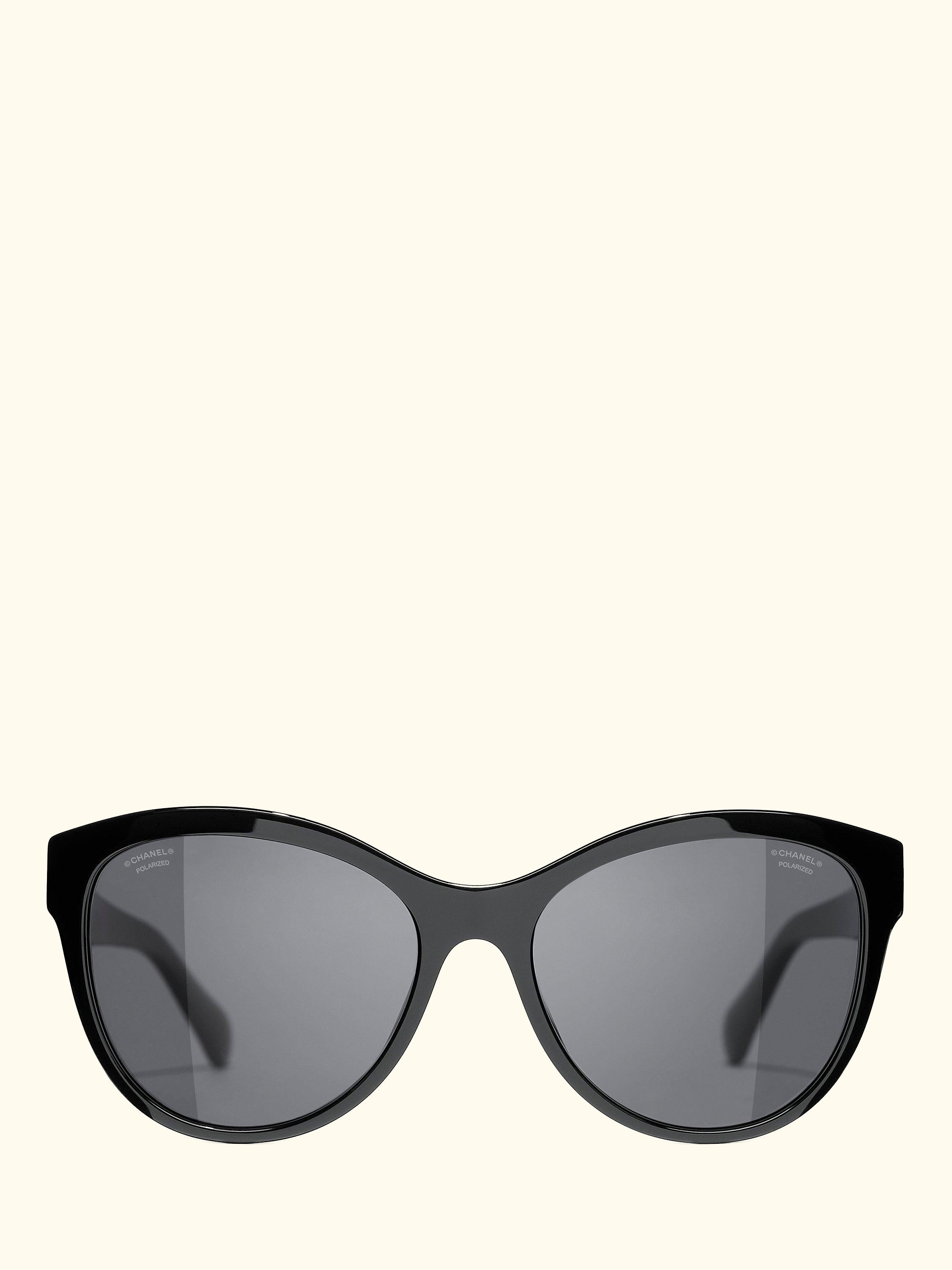 CH5458 Women's Polarised Oval Sunglasses, Black/Grey