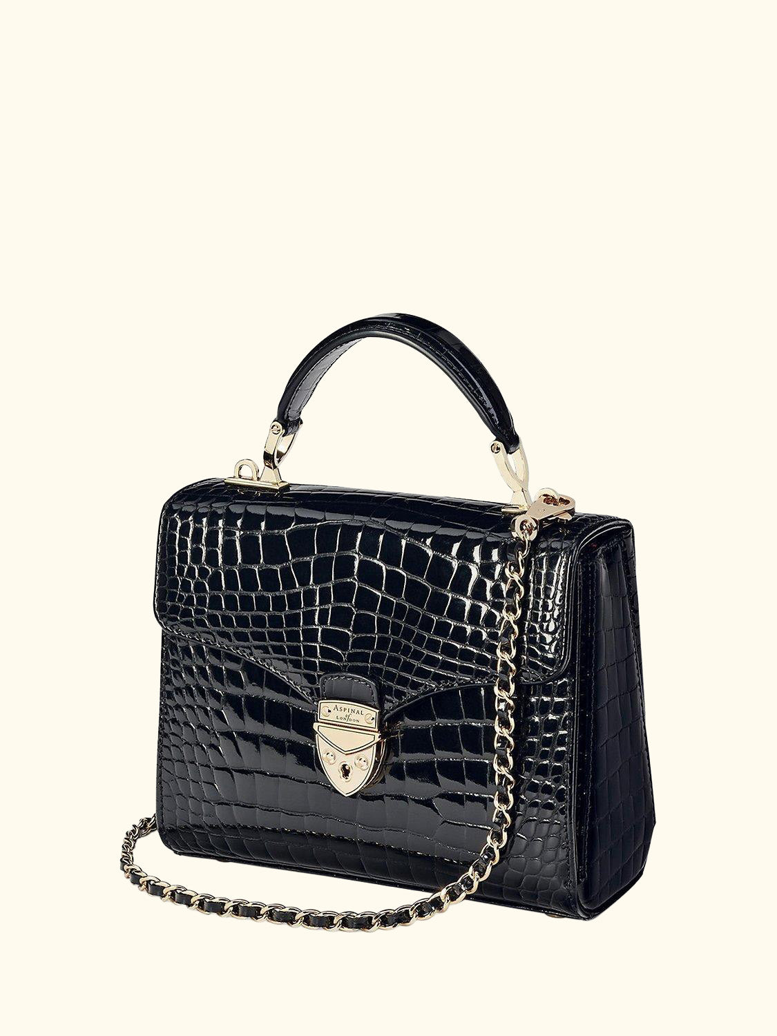 Midi Mayfair Croc Effect Leather Cross Body Bag