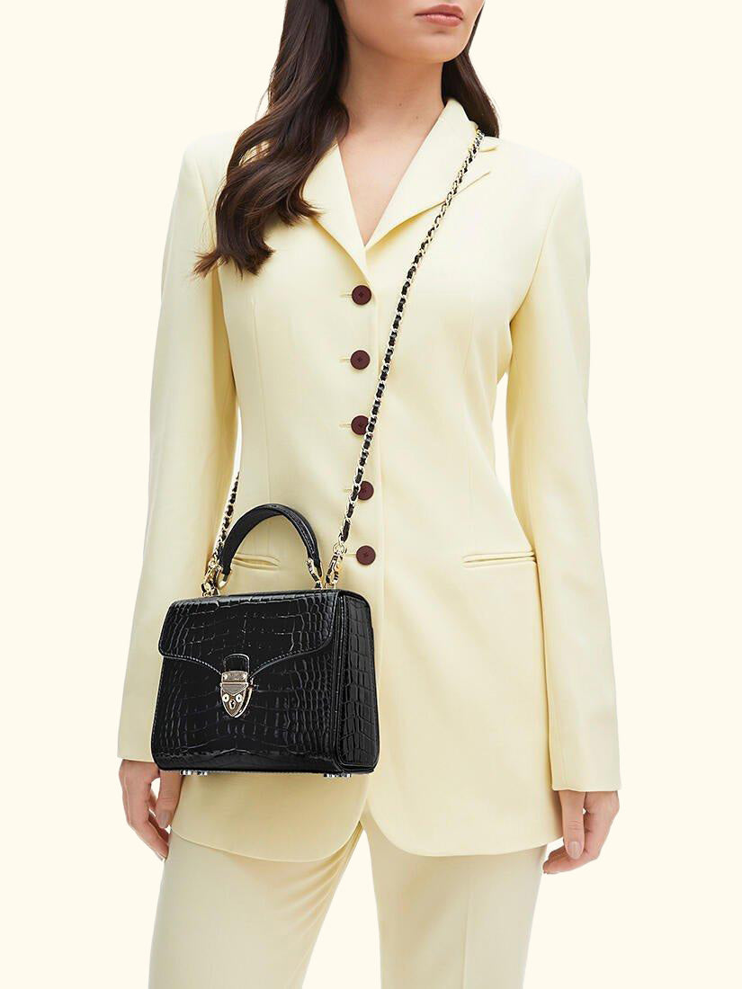 Midi Mayfair Croc Effect Leather Cross Body Bag