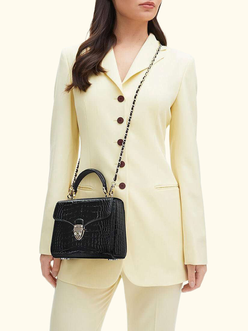 Midi Mayfair Croc Effect Leather Cross Body Bag