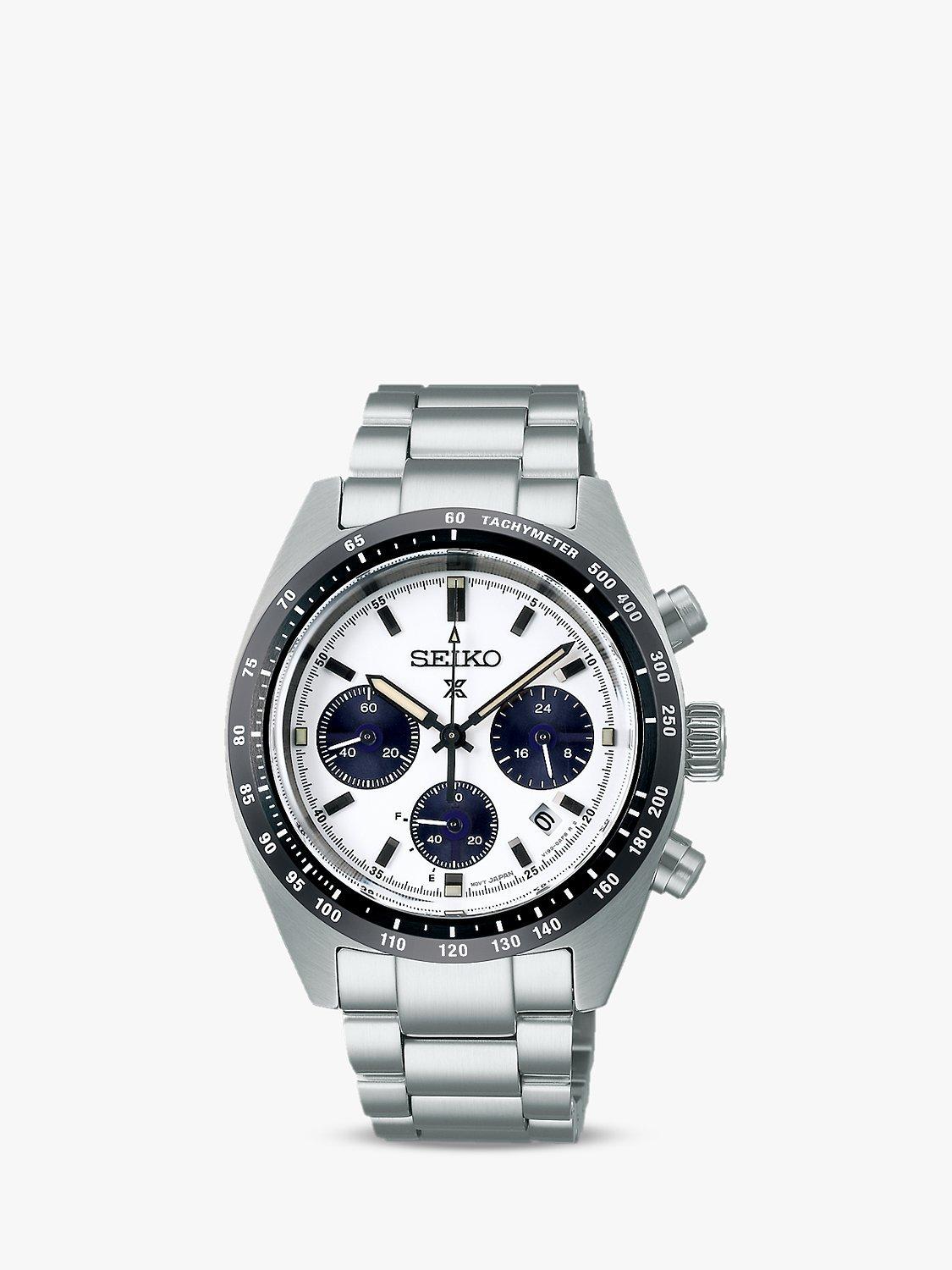 SSC813P1 Men's Prospex Speedtimer Solar Date Chronograph Bracelet Strap Watch, Silver/Black