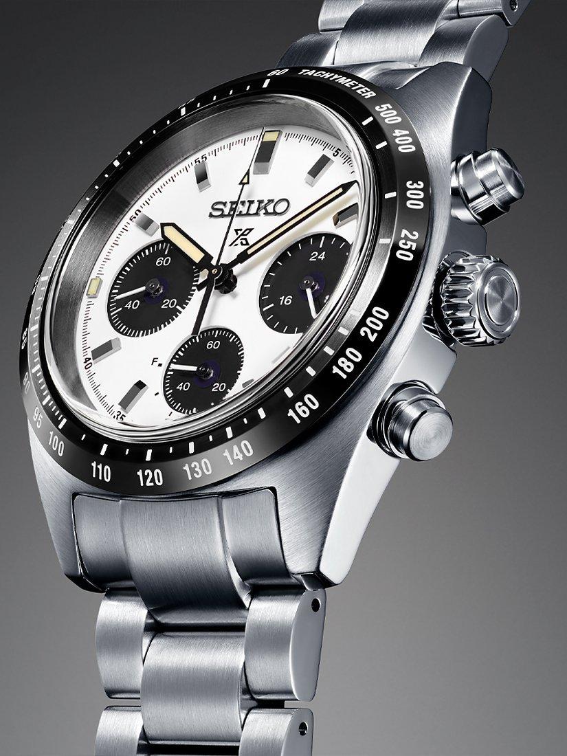 SSC813P1 Men's Prospex Speedtimer Solar Date Chronograph Bracelet Strap Watch, Silver/Black