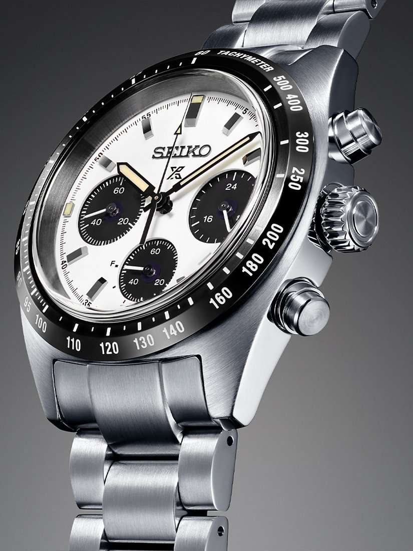 SSC813P1 Men's Prospex Speedtimer Solar Date Chronograph Bracelet Strap Watch, Silver/Black