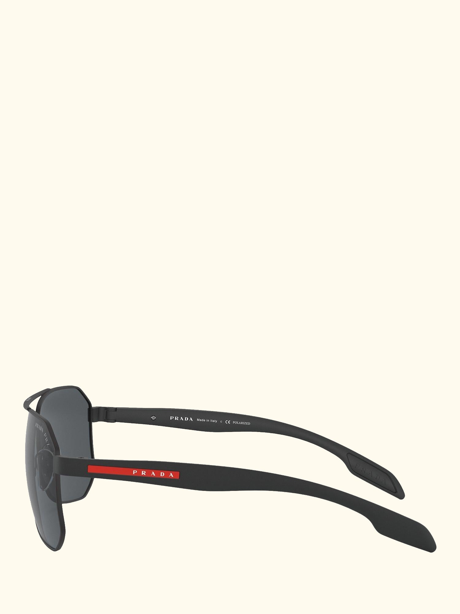 Linea Rossa PS 51VS Men's Polarised Rectangular Sunglasses, Black/Grey