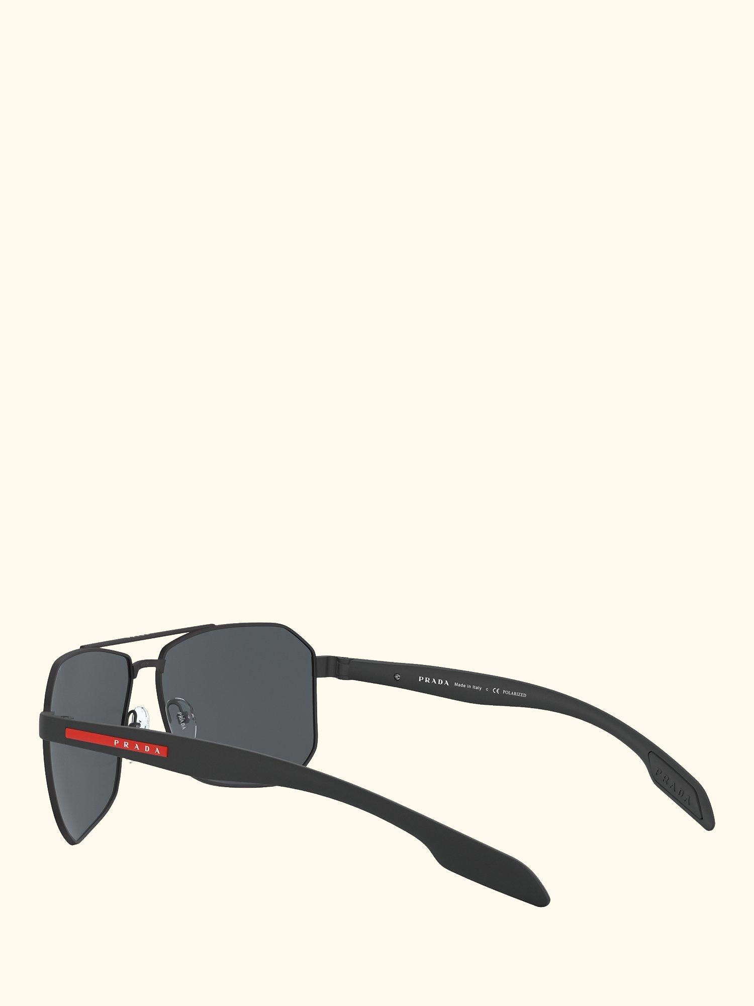 Linea Rossa PS 51VS Men's Polarised Rectangular Sunglasses, Black/Grey