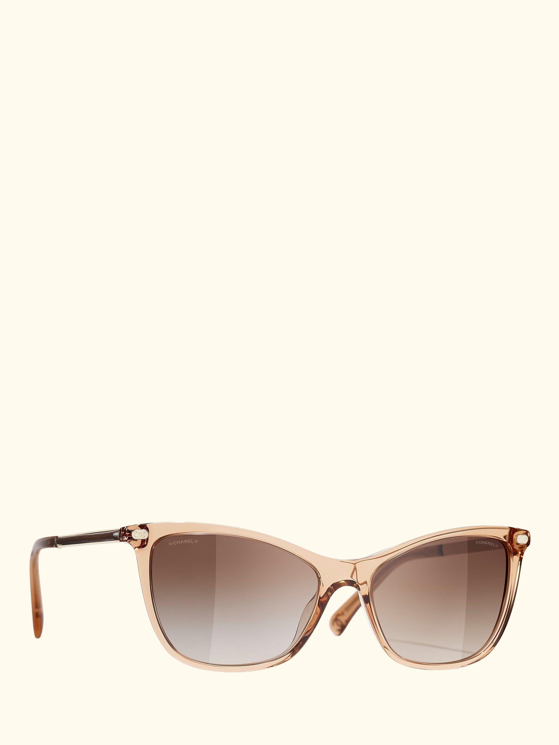 Cat's Eye Sunglasses CH5437Q Beige/Brown Gradient