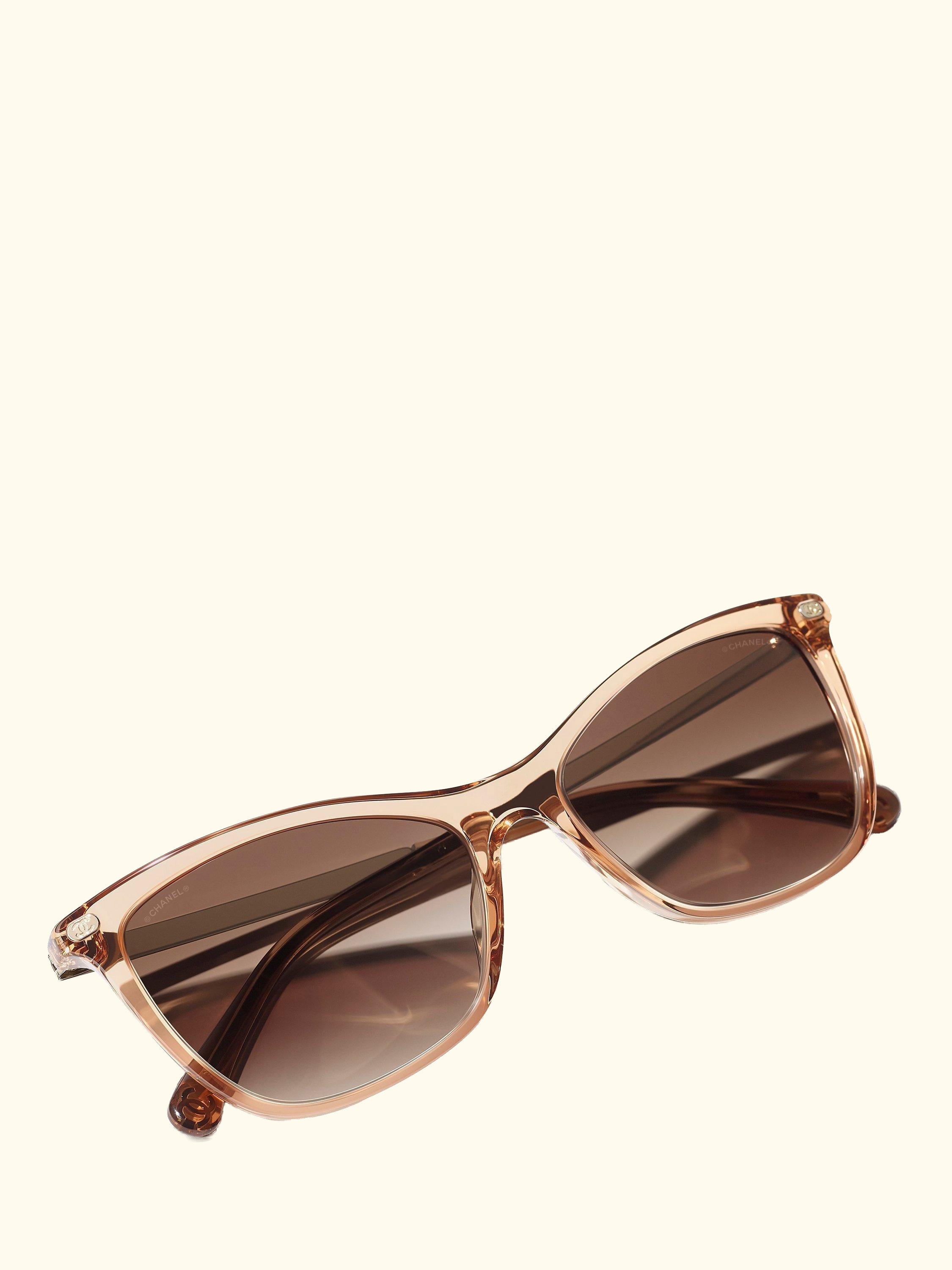 Cat's Eye Sunglasses CH5437Q Beige/Brown Gradient