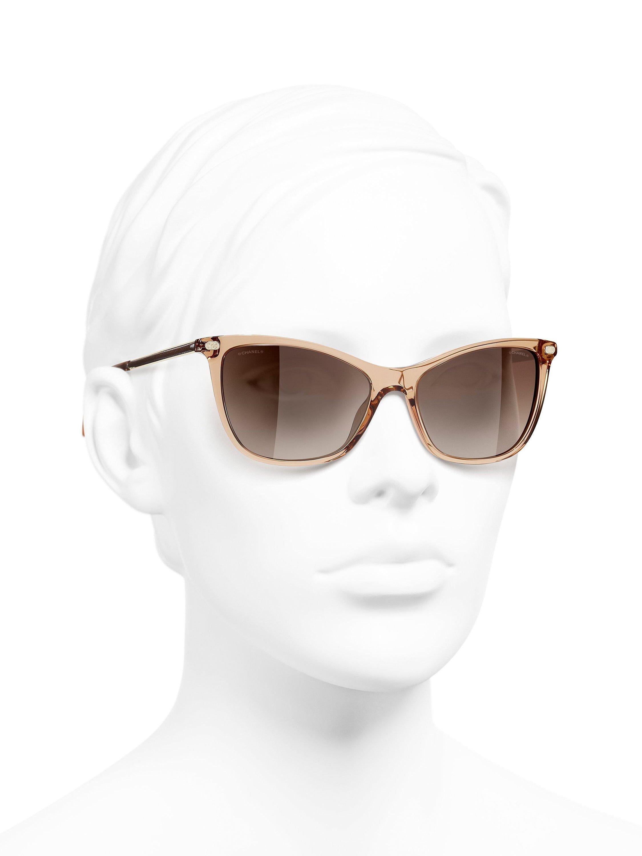 Cat's Eye Sunglasses CH5437Q Beige/Brown Gradient