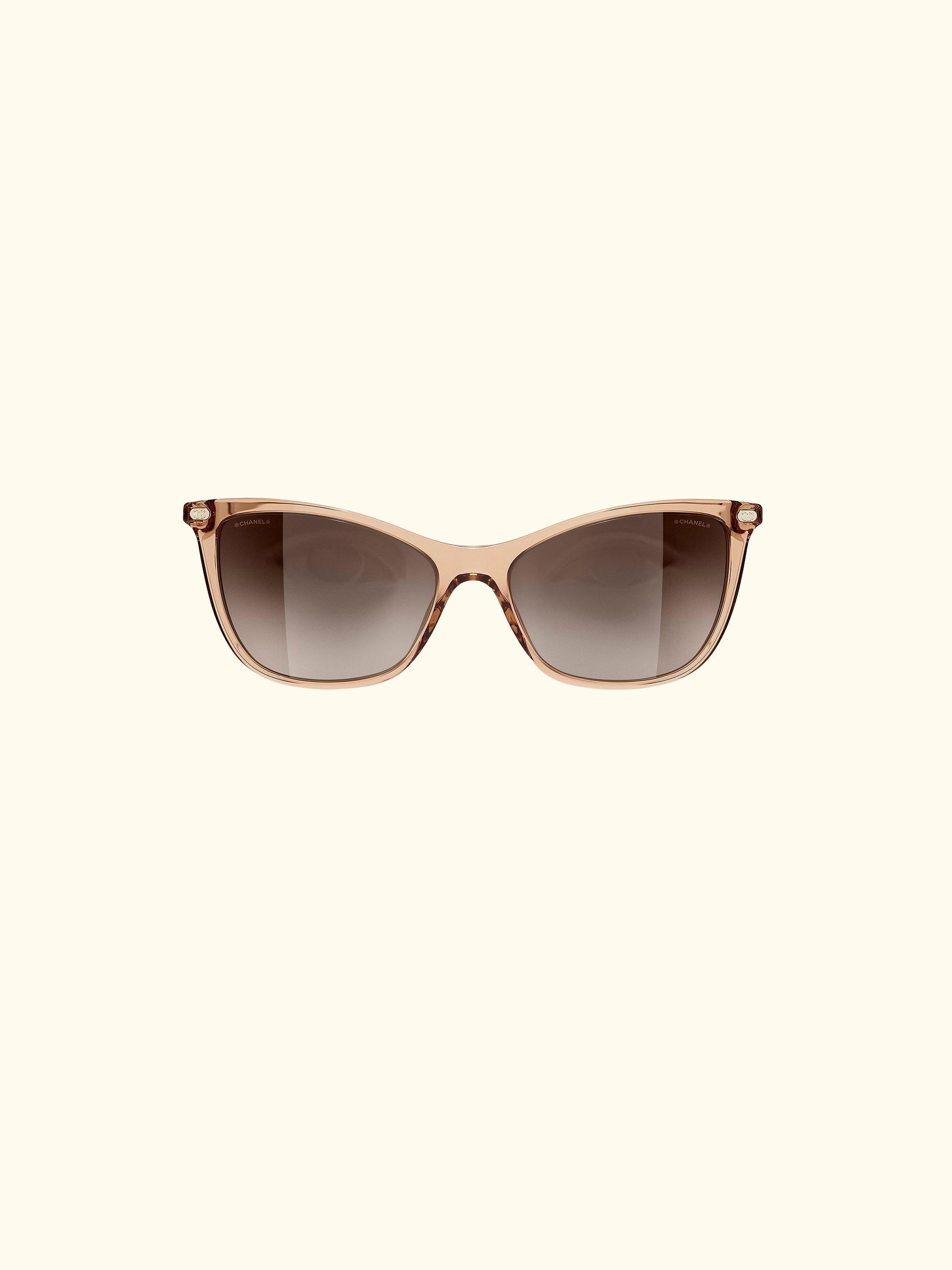 Cat's Eye Sunglasses CH5437Q Beige/Brown Gradient