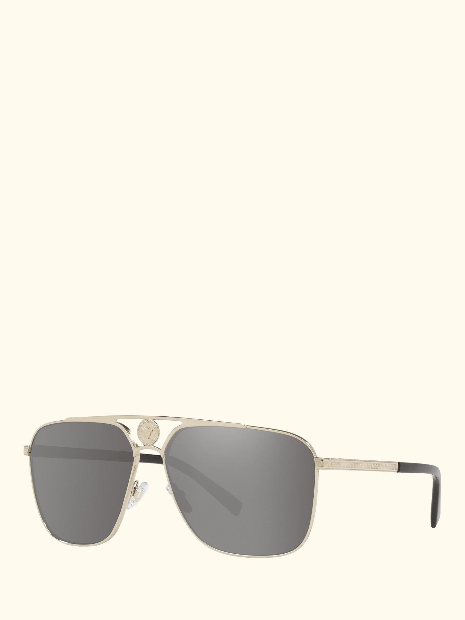 VE2238 Men's Rectangular Sunglasses, Pale Gold/Mirror Grey