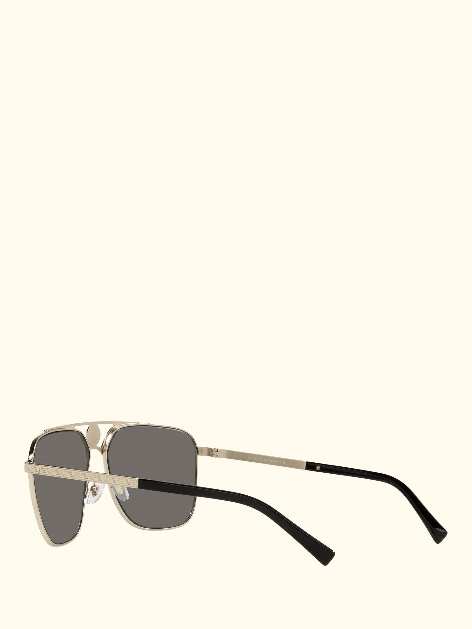 VE2238 Men's Rectangular Sunglasses, Pale Gold/Mirror Grey