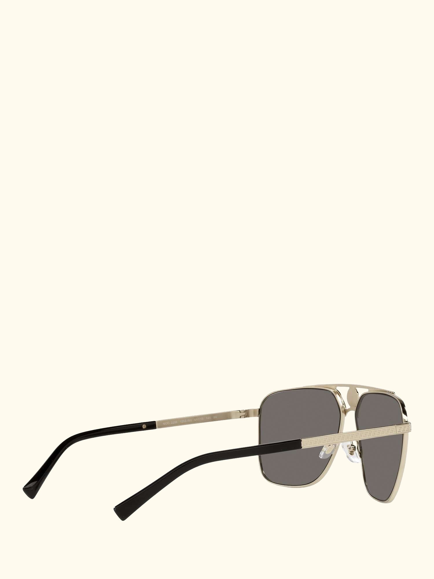 VE2238 Men's Rectangular Sunglasses, Pale Gold/Mirror Grey