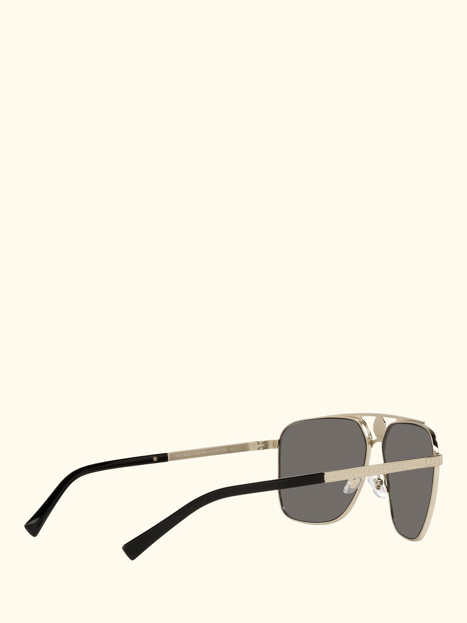 VE2238 Men's Rectangular Sunglasses, Pale Gold/Mirror Grey