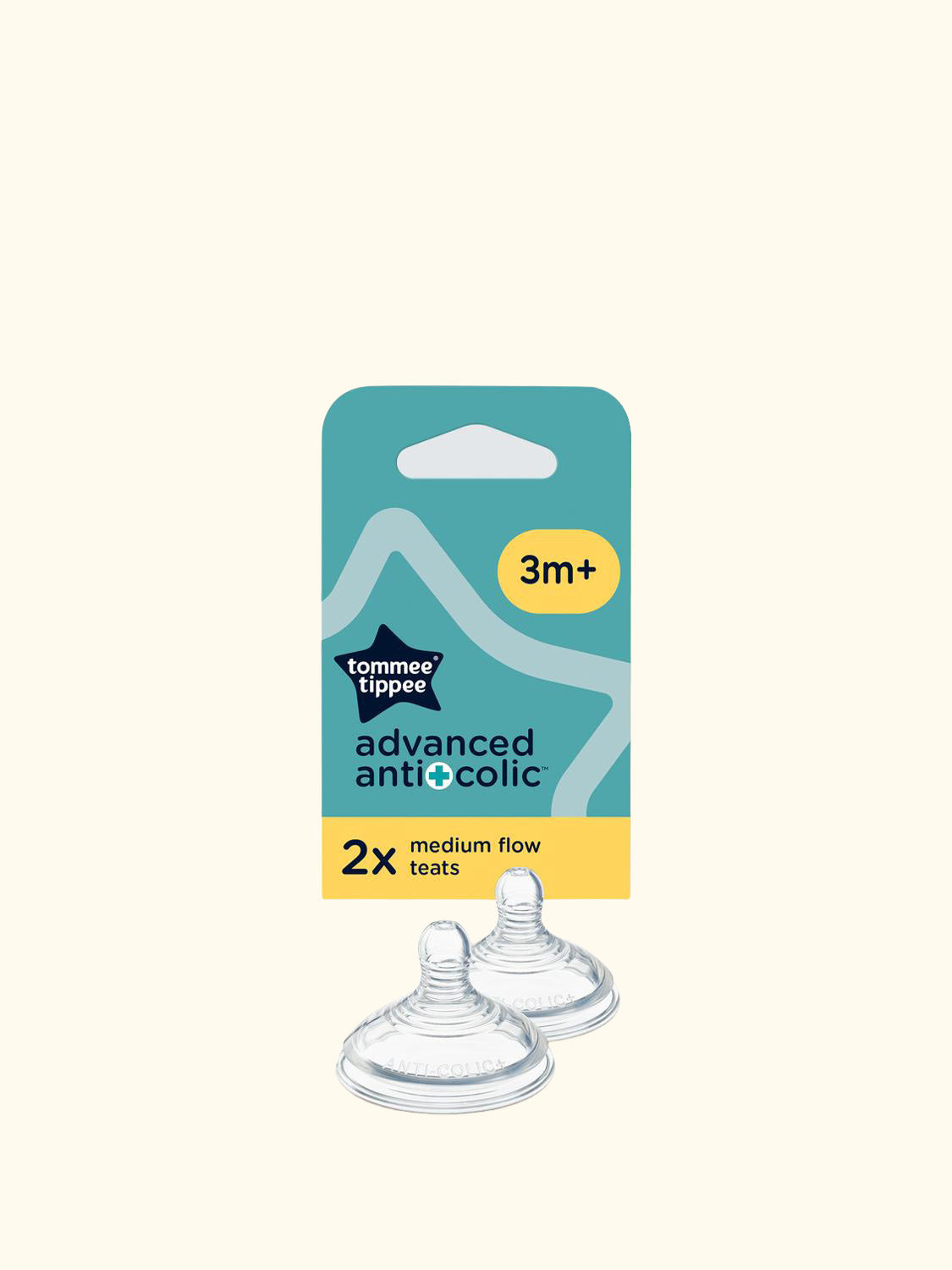 Advanced Anti-Colic Medium Flow Baby Bottle Breast Like Teats, Pack of 2