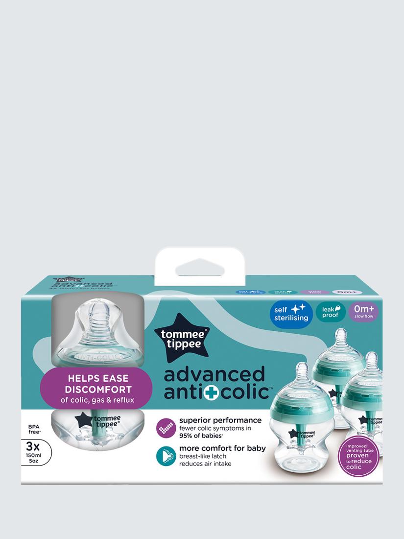 Advanced Anti-Colic Baby Bottles with Slow Flow Breast Like Teats, Pack of 3, 150ml