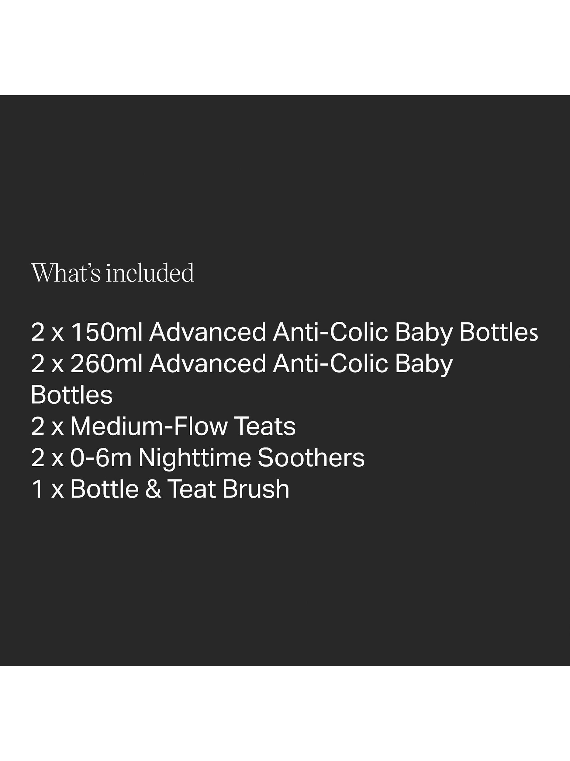 Advanced Anti-Colic Baby Bottle Newborn Starter Kit, Muted