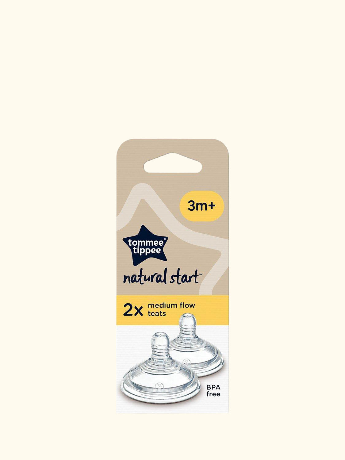 Natural Start Medium Flow Baby Bottle Teats, Pack of 2