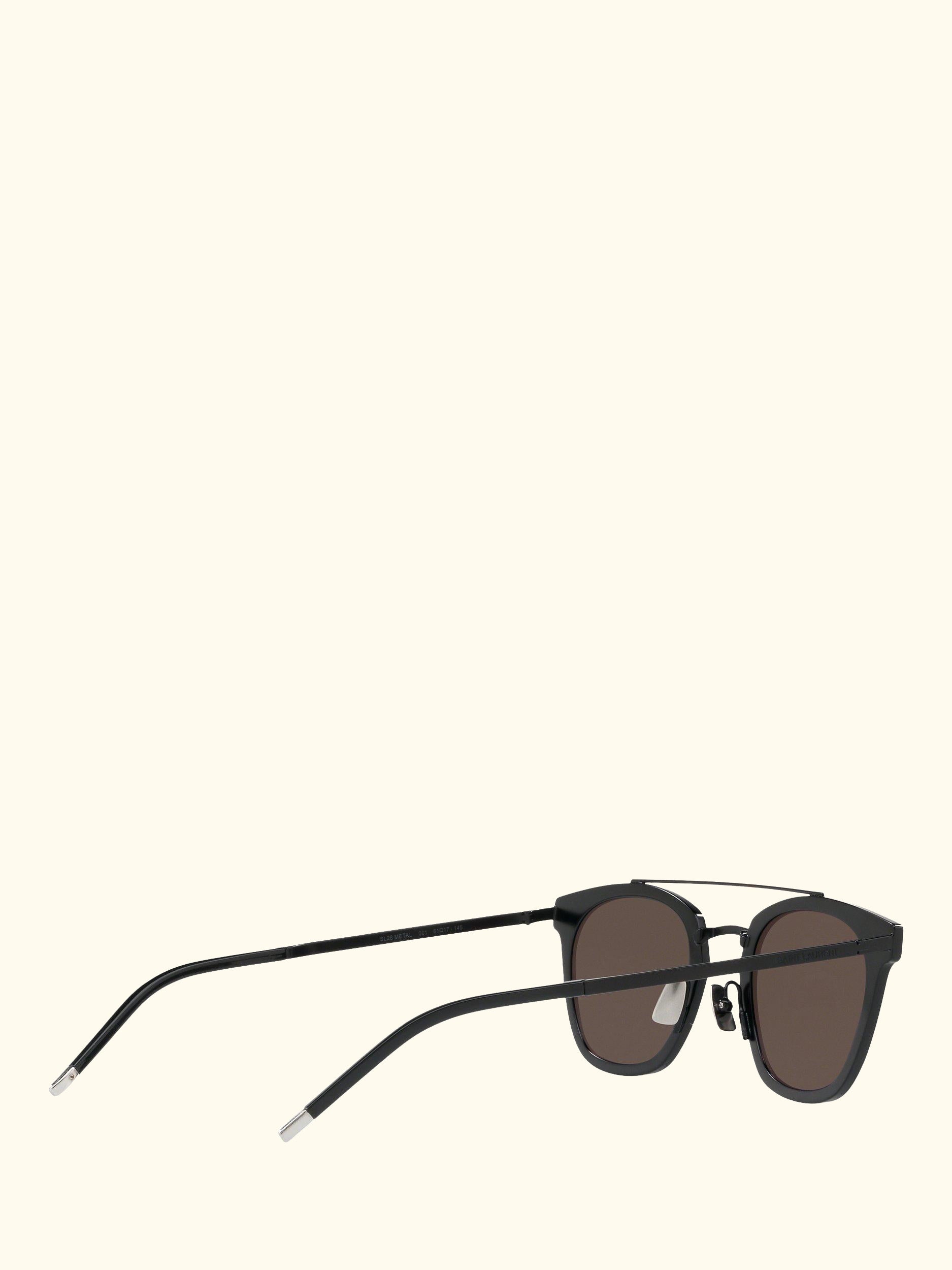 SL 28 Unisex Metal Rectangular Sunglasses, Matte Black/Grey