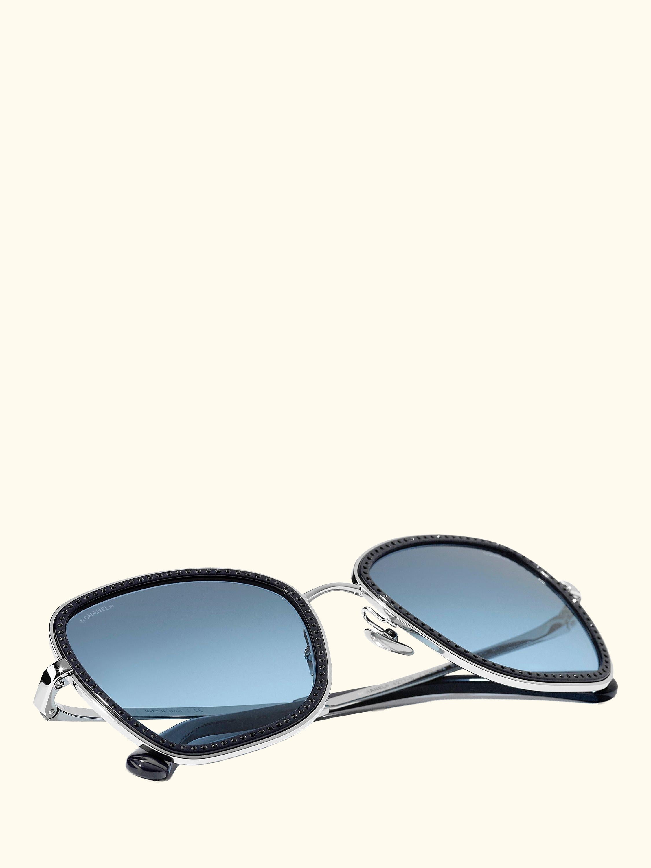 Irregular Sunglasses CH4277B Silver/Blue Gradient