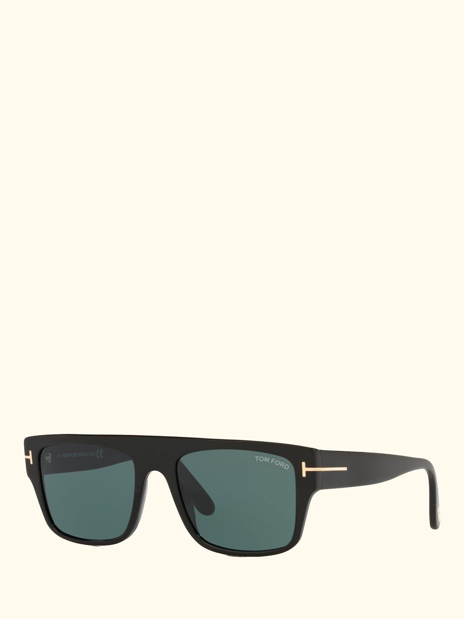 TR001363 Men's Rectangular Sunglasses, Shiny Black/Blue