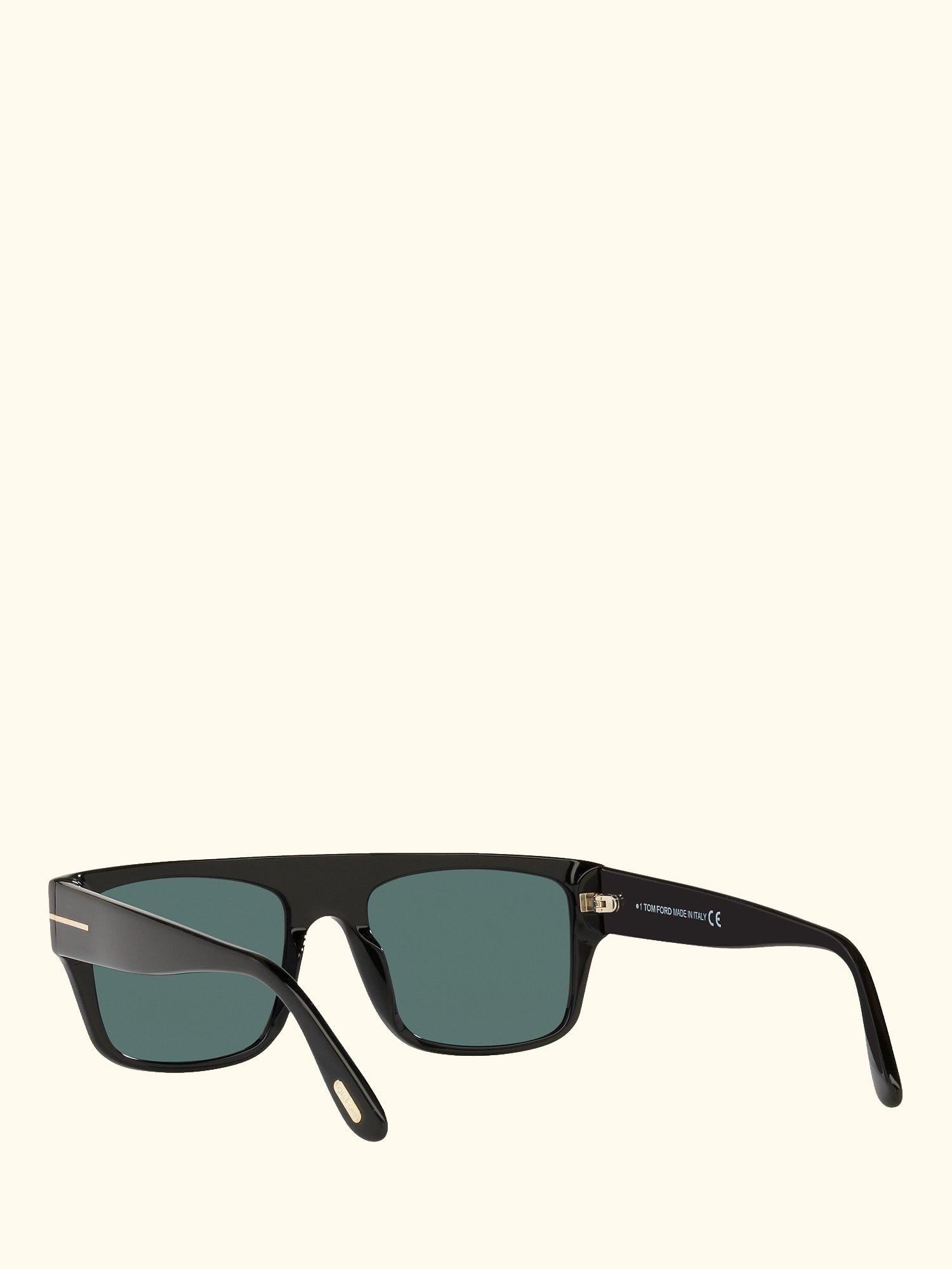 TR001363 Men's Rectangular Sunglasses, Shiny Black/Blue