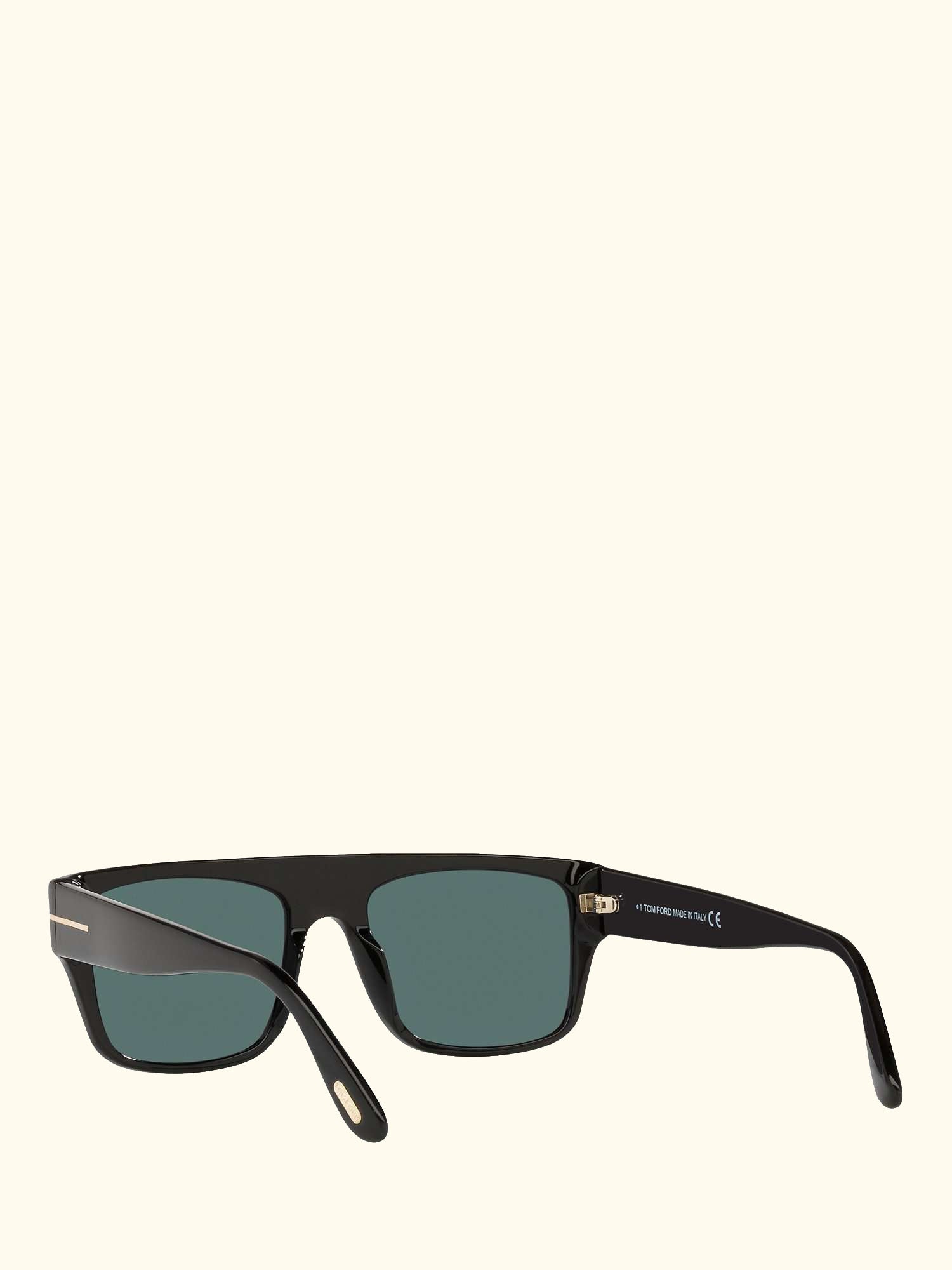 TR001363 Men's Rectangular Sunglasses, Shiny Black/Blue