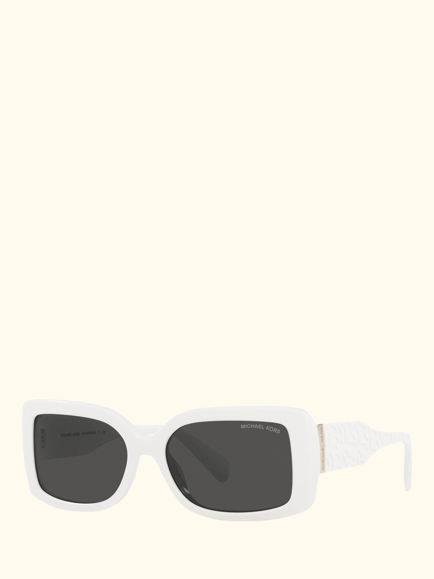 MK2165 Women's Corfu Rectangular Sunglasses, Optic White/Grey
