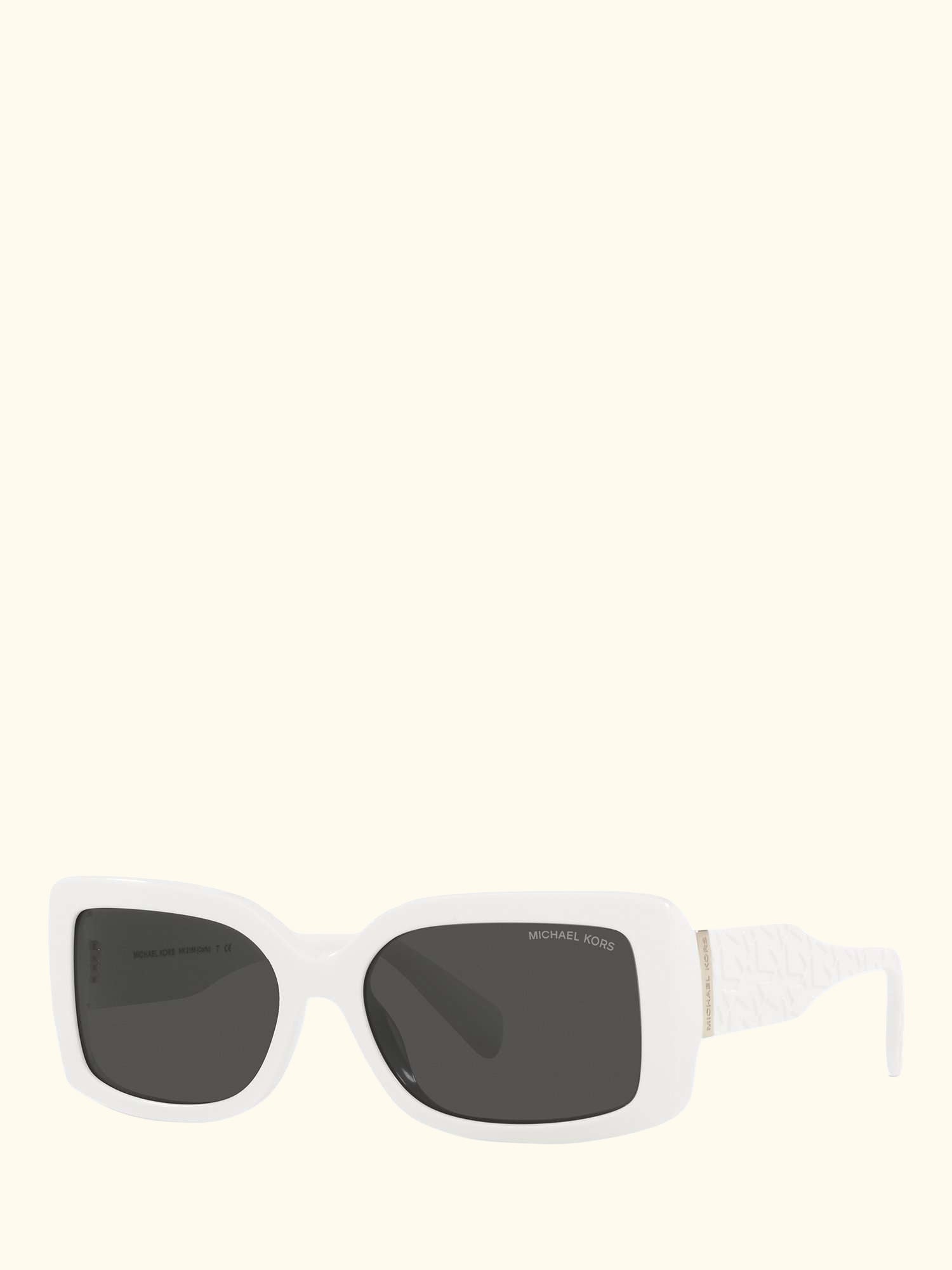 MK2165 Women's Corfu Rectangular Sunglasses, Optic White/Grey
