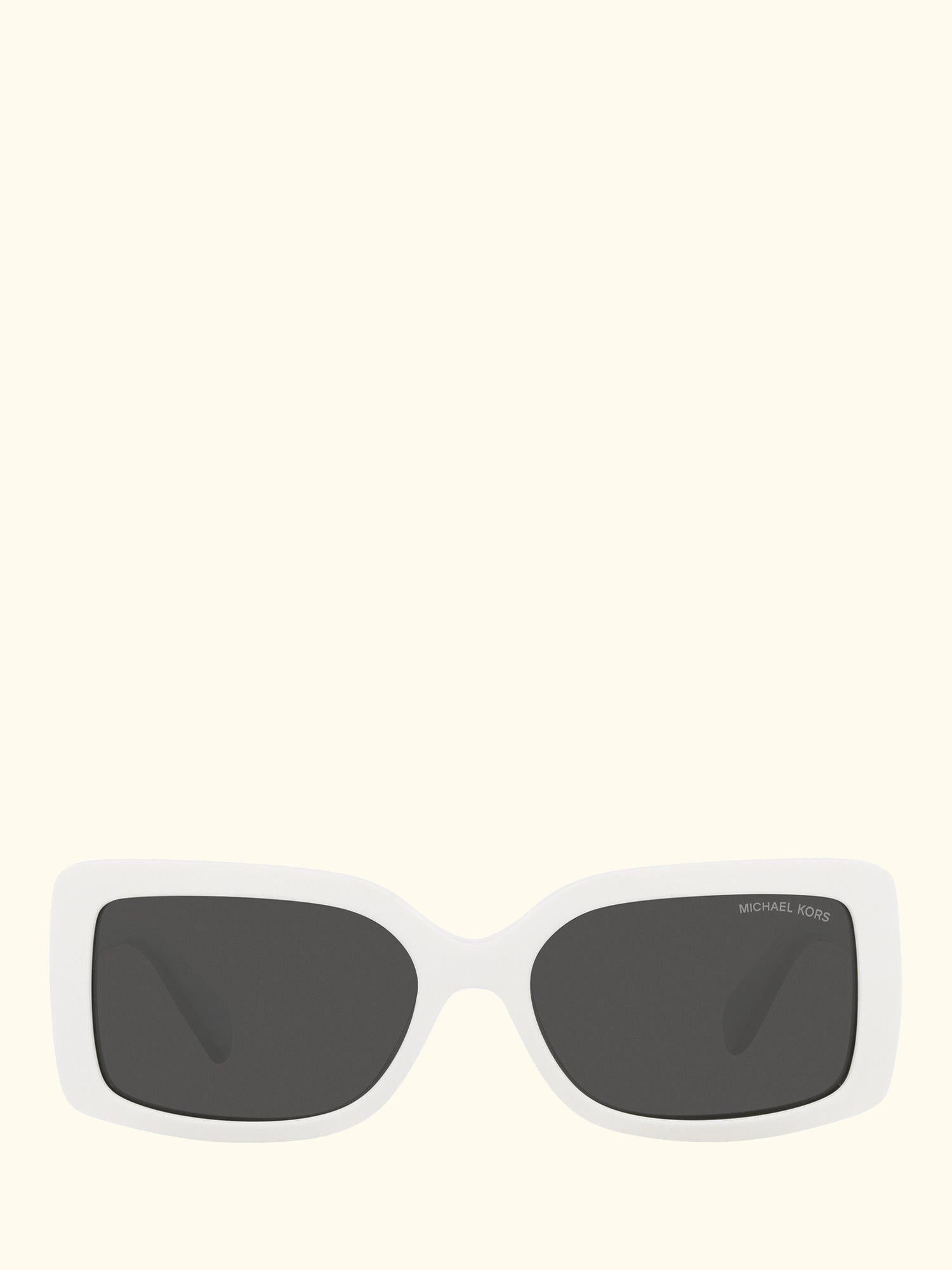 MK2165 Women's Corfu Rectangular Sunglasses, Optic White/Grey