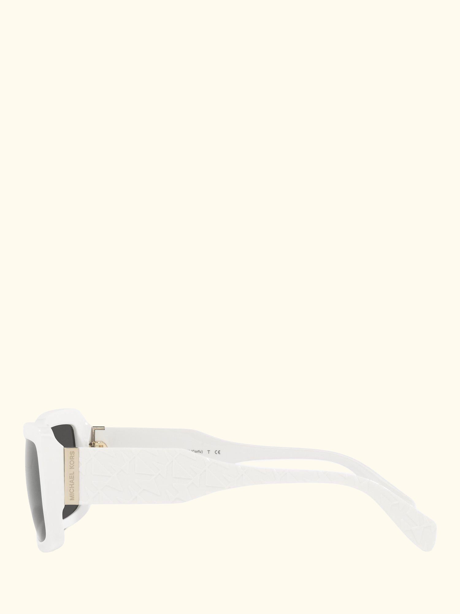 MK2165 Women's Corfu Rectangular Sunglasses, Optic White/Grey