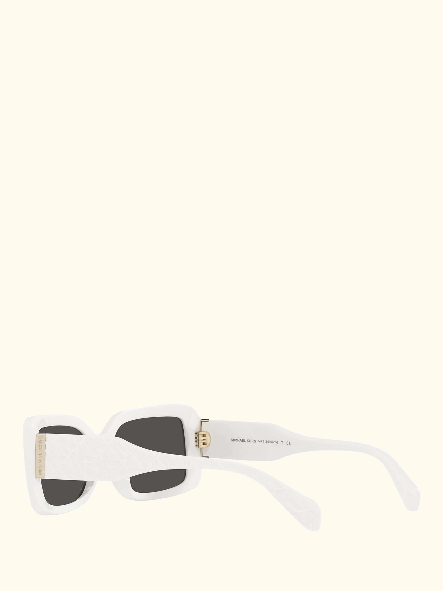 MK2165 Women's Corfu Rectangular Sunglasses, Optic White/Grey