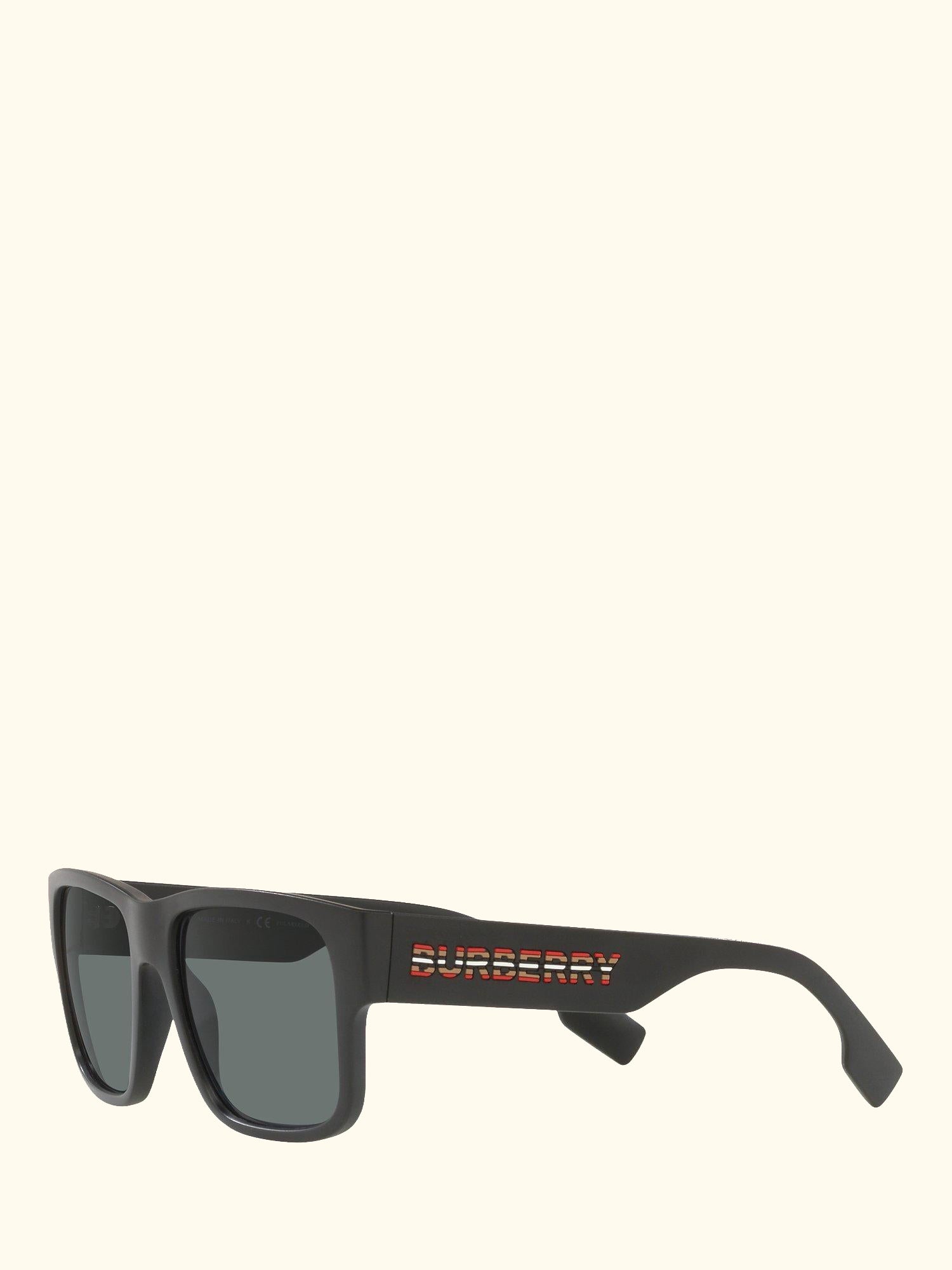 BE4358 Men's Knight Polarised Square Sunglasses, Matte Black/Grey