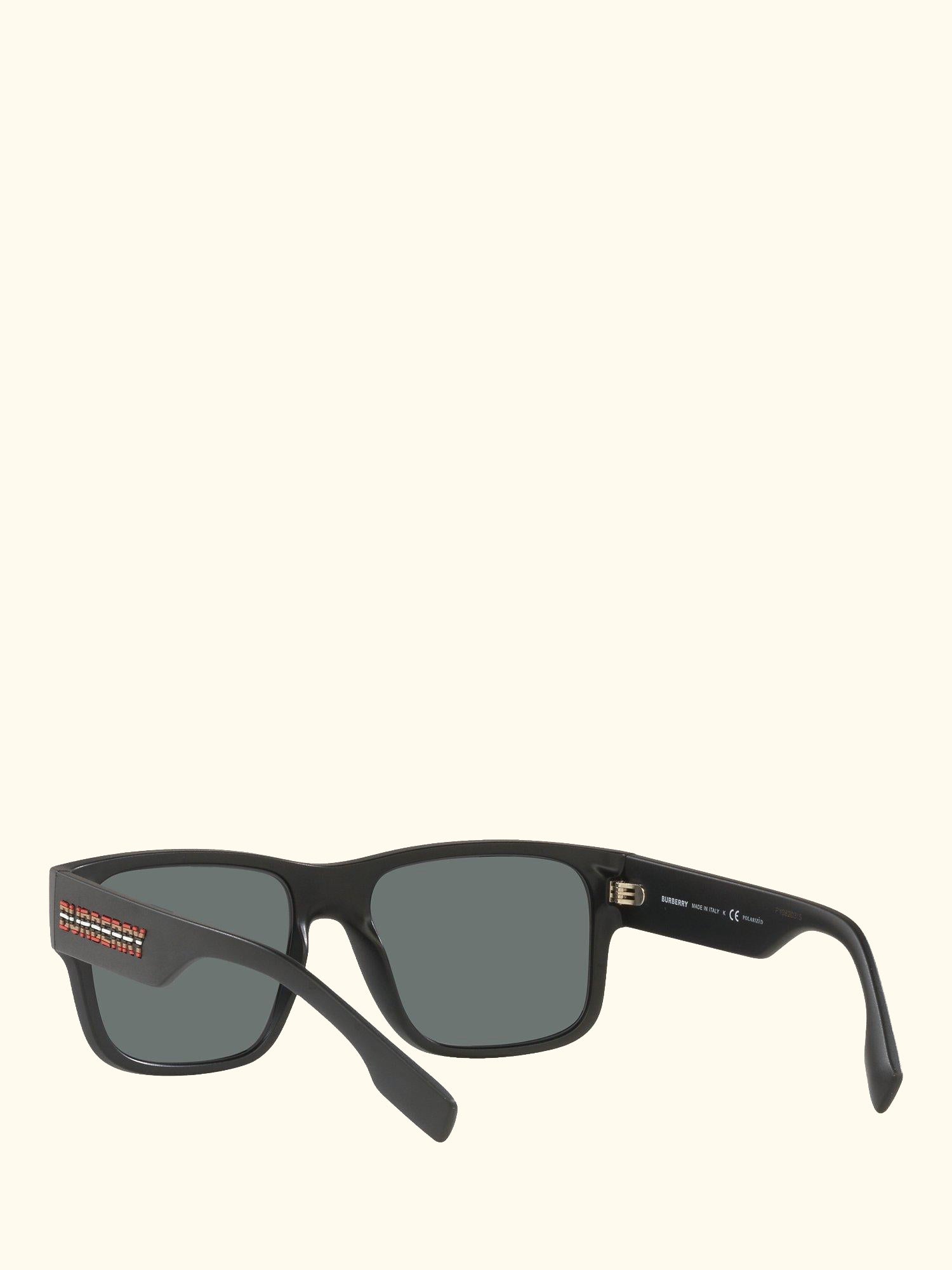 BE4358 Men's Knight Polarised Square Sunglasses, Matte Black/Grey