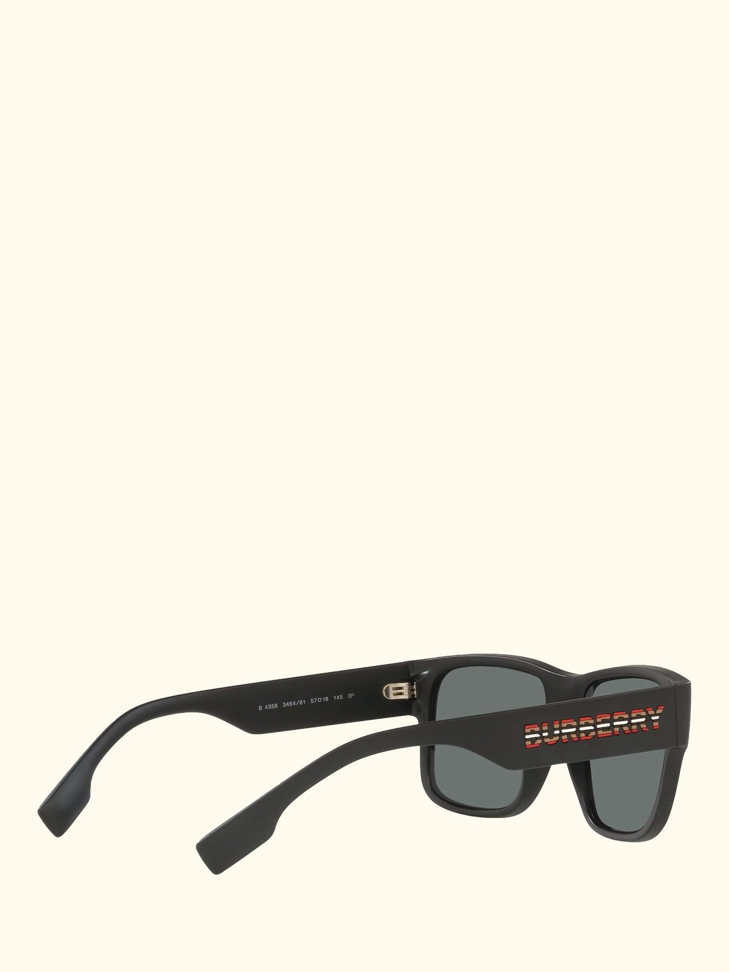 BE4358 Men's Knight Polarised Square Sunglasses, Matte Black/Grey
