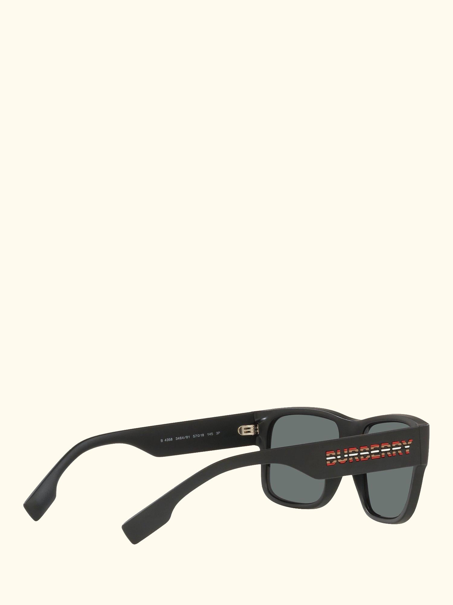 BE4358 Men's Knight Polarised Square Sunglasses, Matte Black/Grey