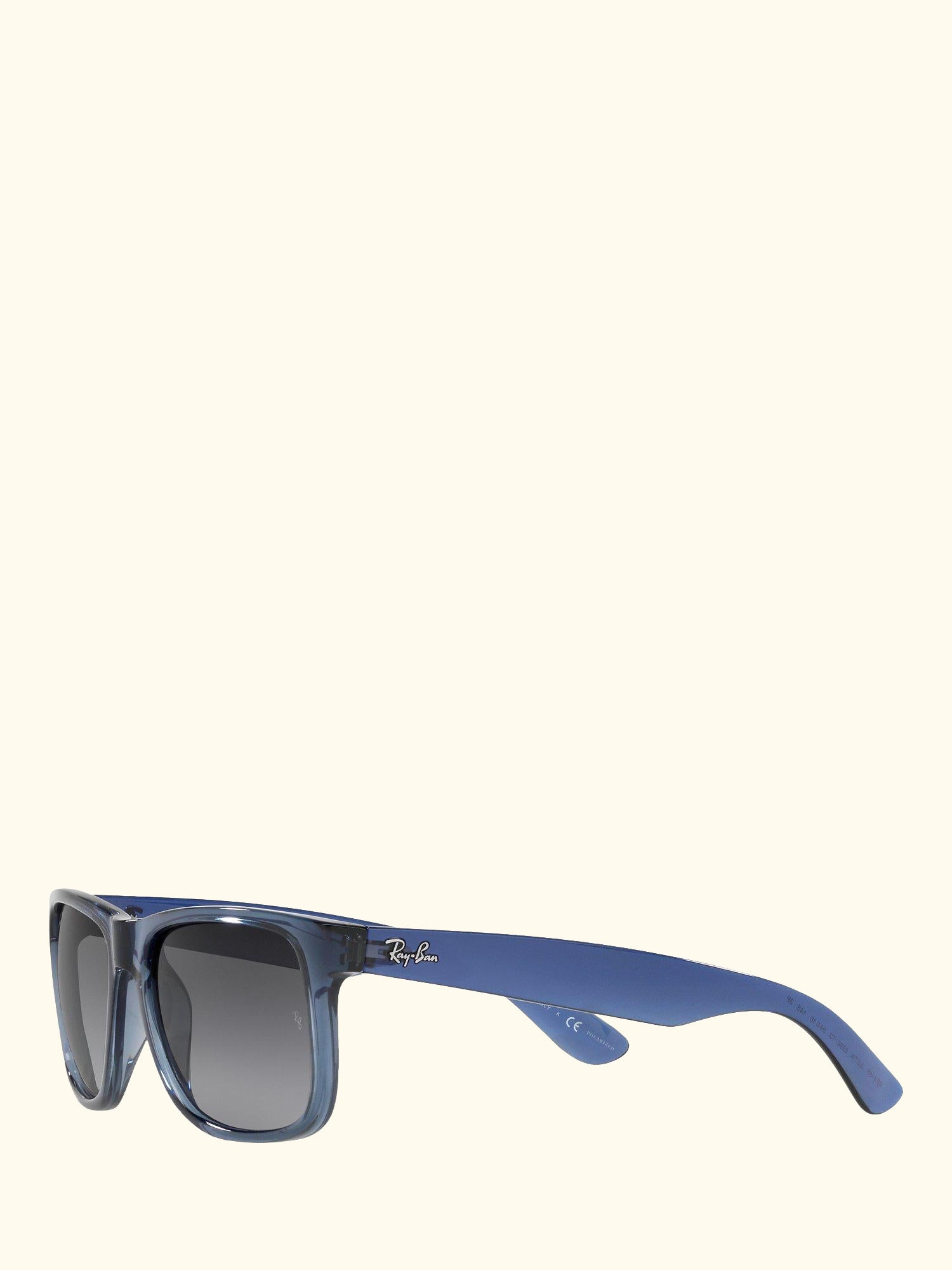 RB4165 Men's Polarised Justin Square Sunglasses, Transparent Blue/Grey Gradient
