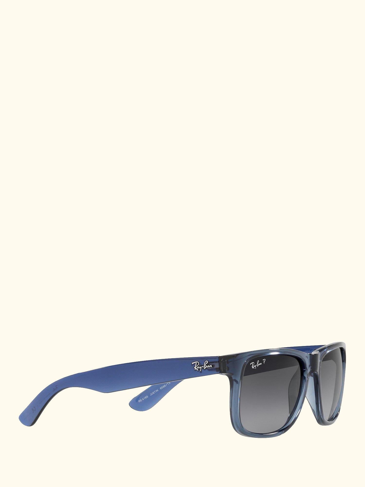 RB4165 Men's Polarised Justin Square Sunglasses, Transparent Blue/Grey Gradient