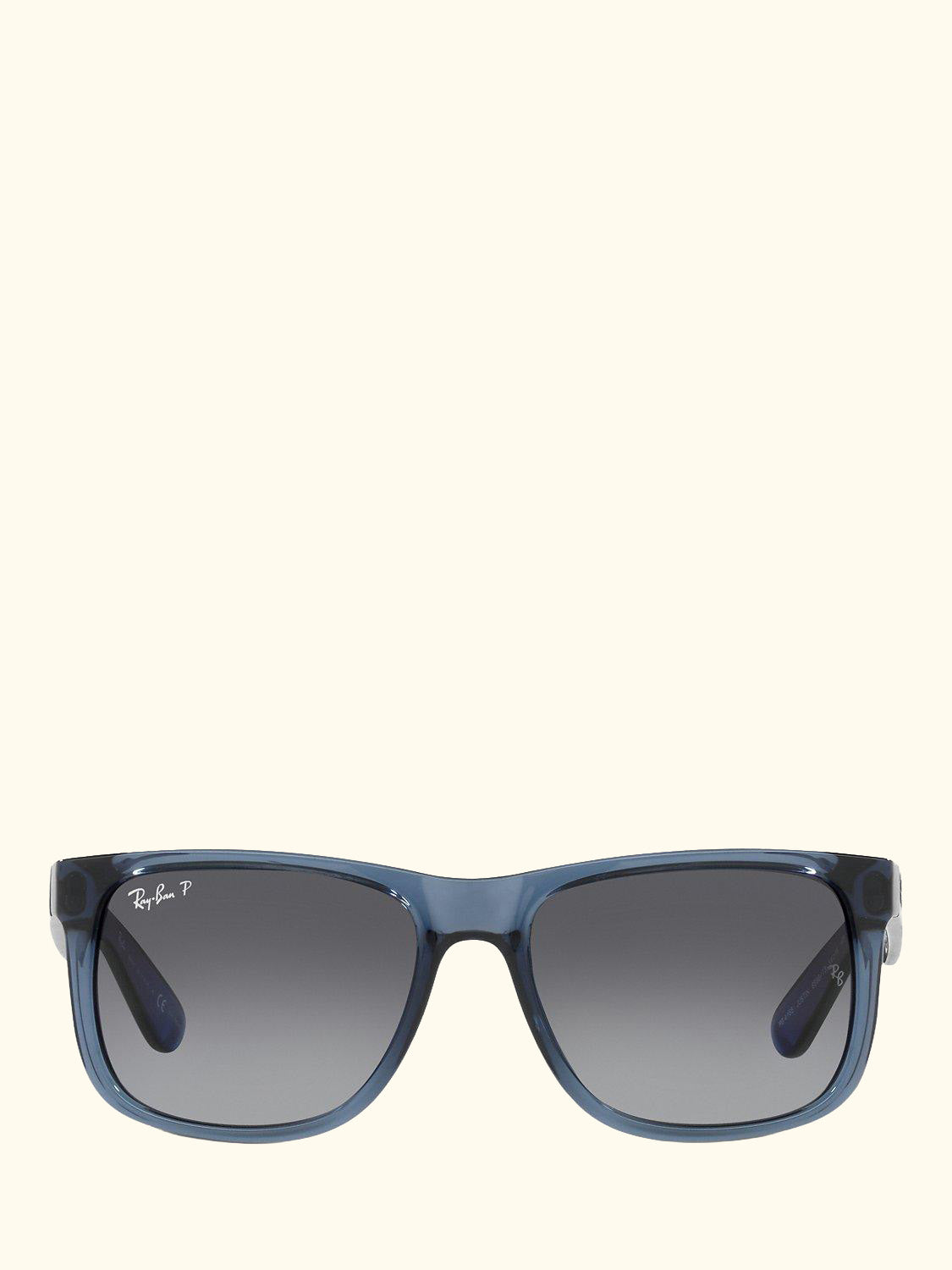 RB4165 Men's Polarised Justin Square Sunglasses, Transparent Blue/Grey Gradient