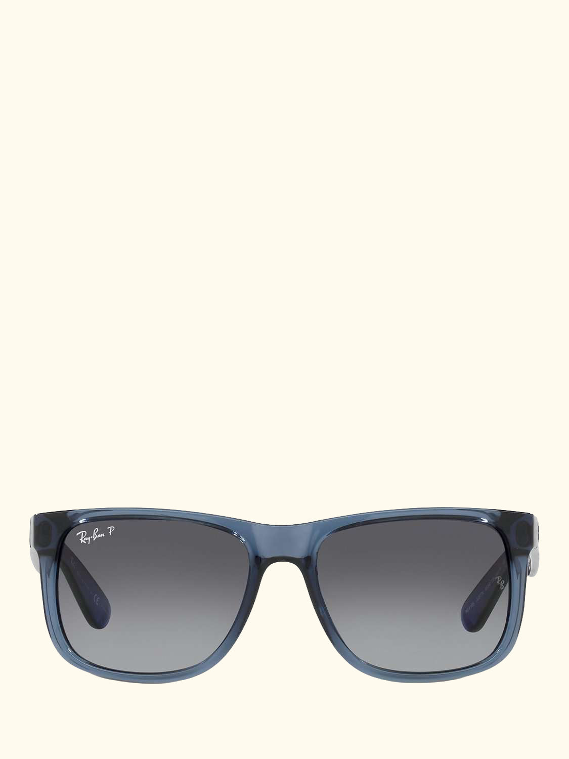 RB4165 Men's Polarised Justin Square Sunglasses, Transparent Blue/Grey Gradient
