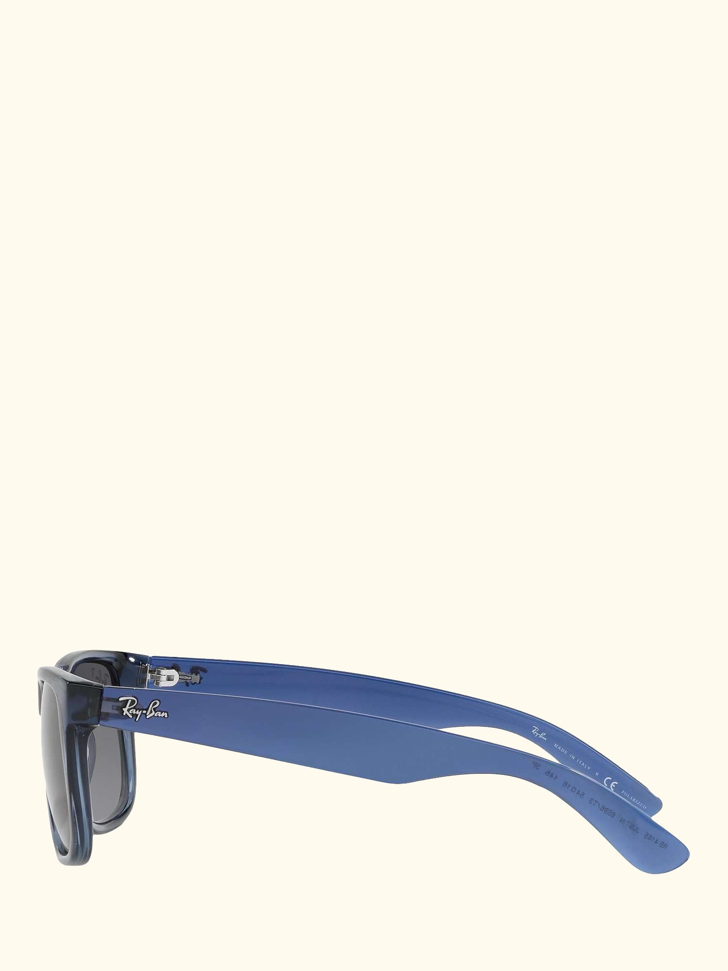 RB4165 Men's Polarised Justin Square Sunglasses, Transparent Blue/Grey Gradient