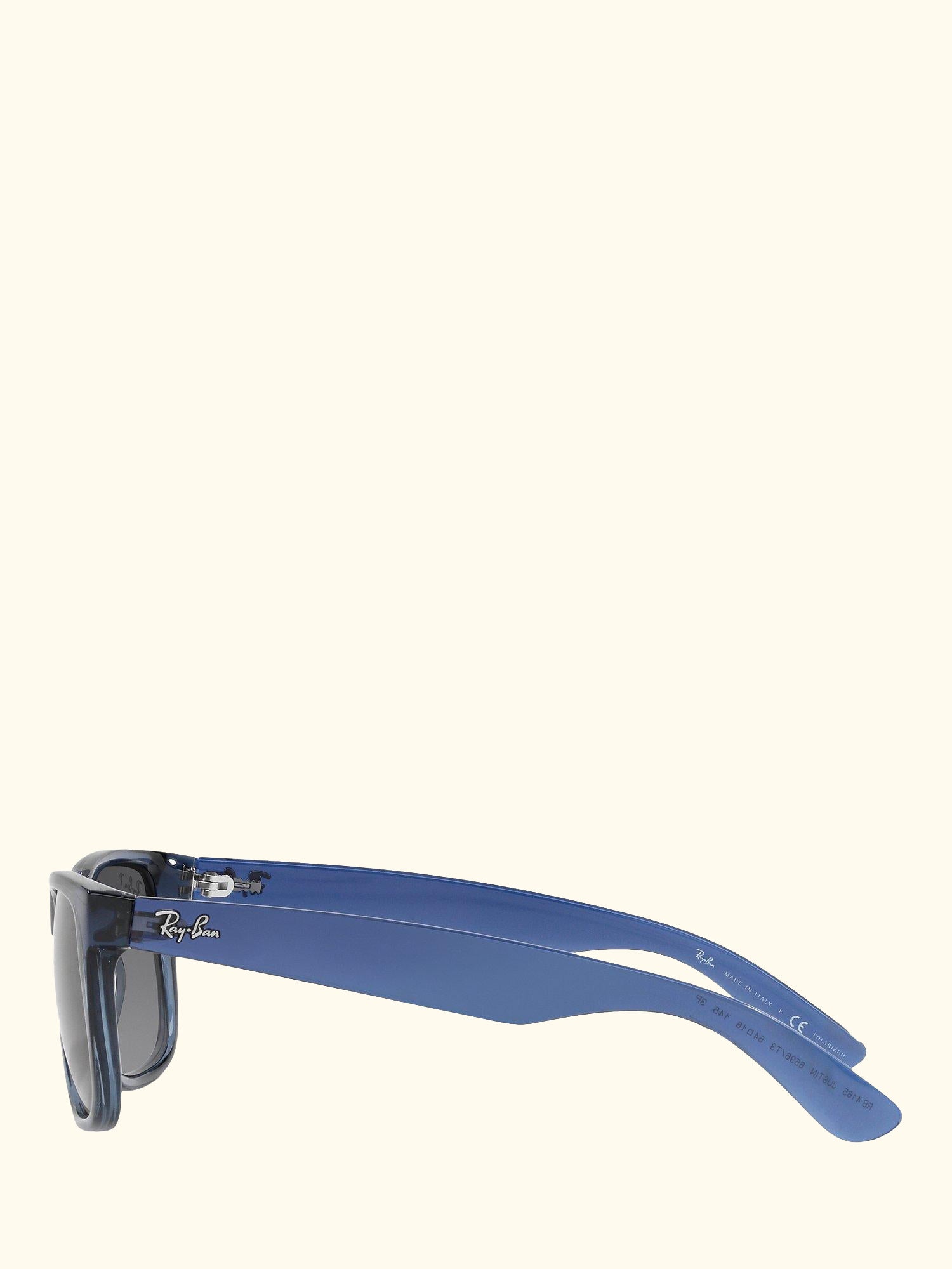 RB4165 Men's Polarised Justin Square Sunglasses, Transparent Blue/Grey Gradient