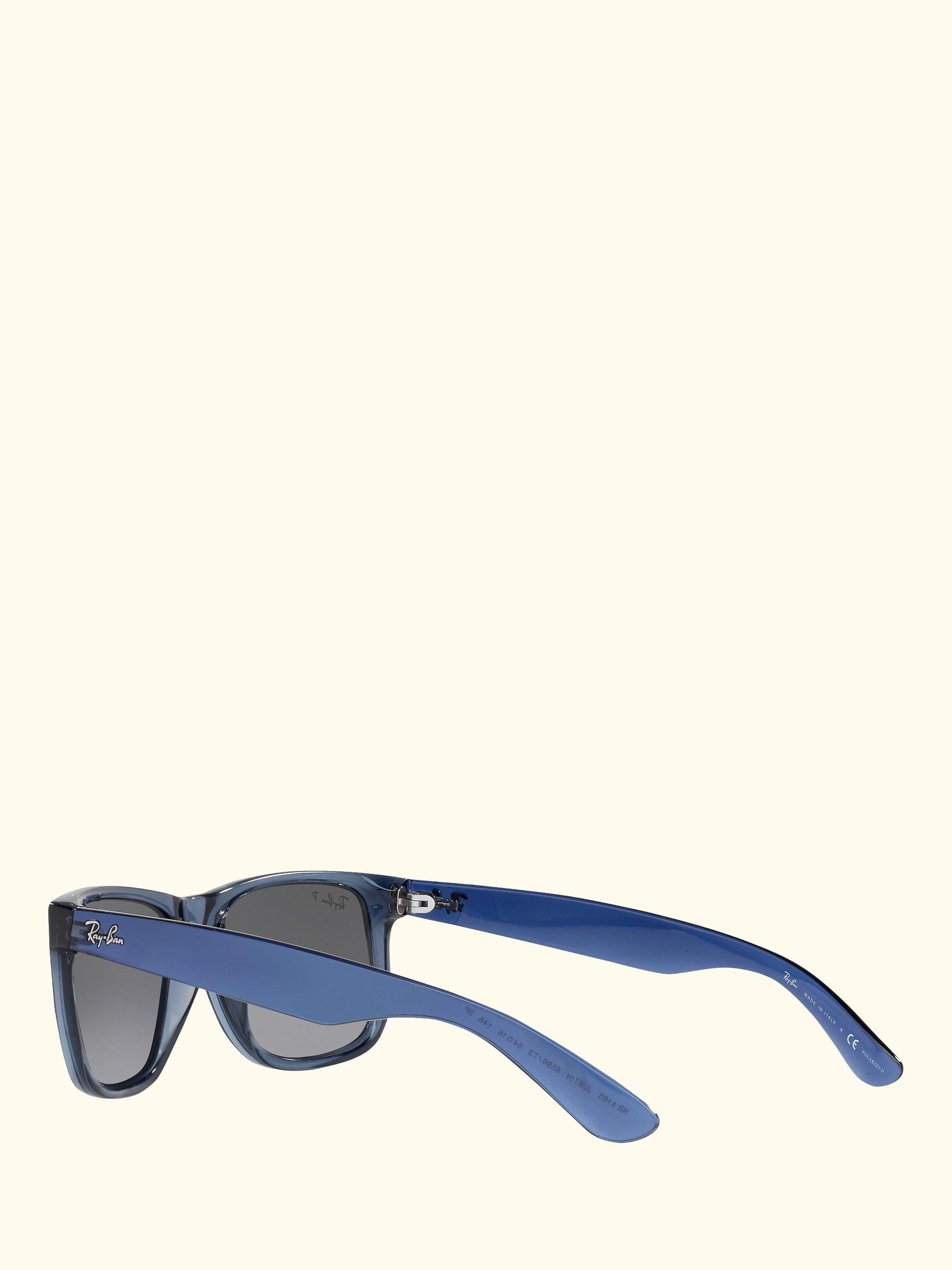RB4165 Men's Polarised Justin Square Sunglasses, Transparent Blue/Grey Gradient