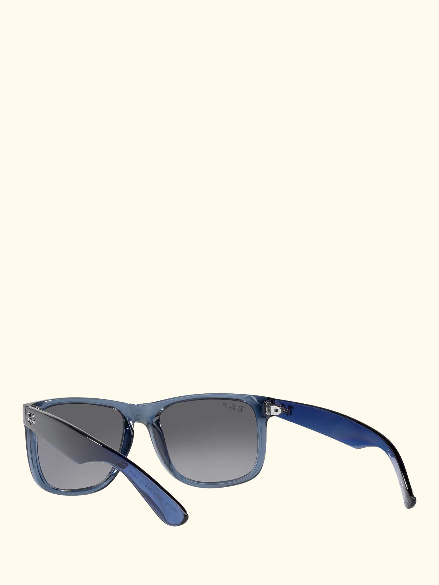 RB4165 Men's Polarised Justin Square Sunglasses, Transparent Blue/Grey Gradient