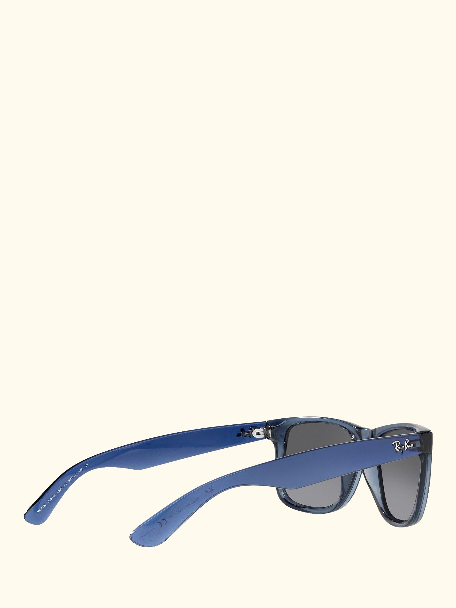 RB4165 Men's Polarised Justin Square Sunglasses, Transparent Blue/Grey Gradient