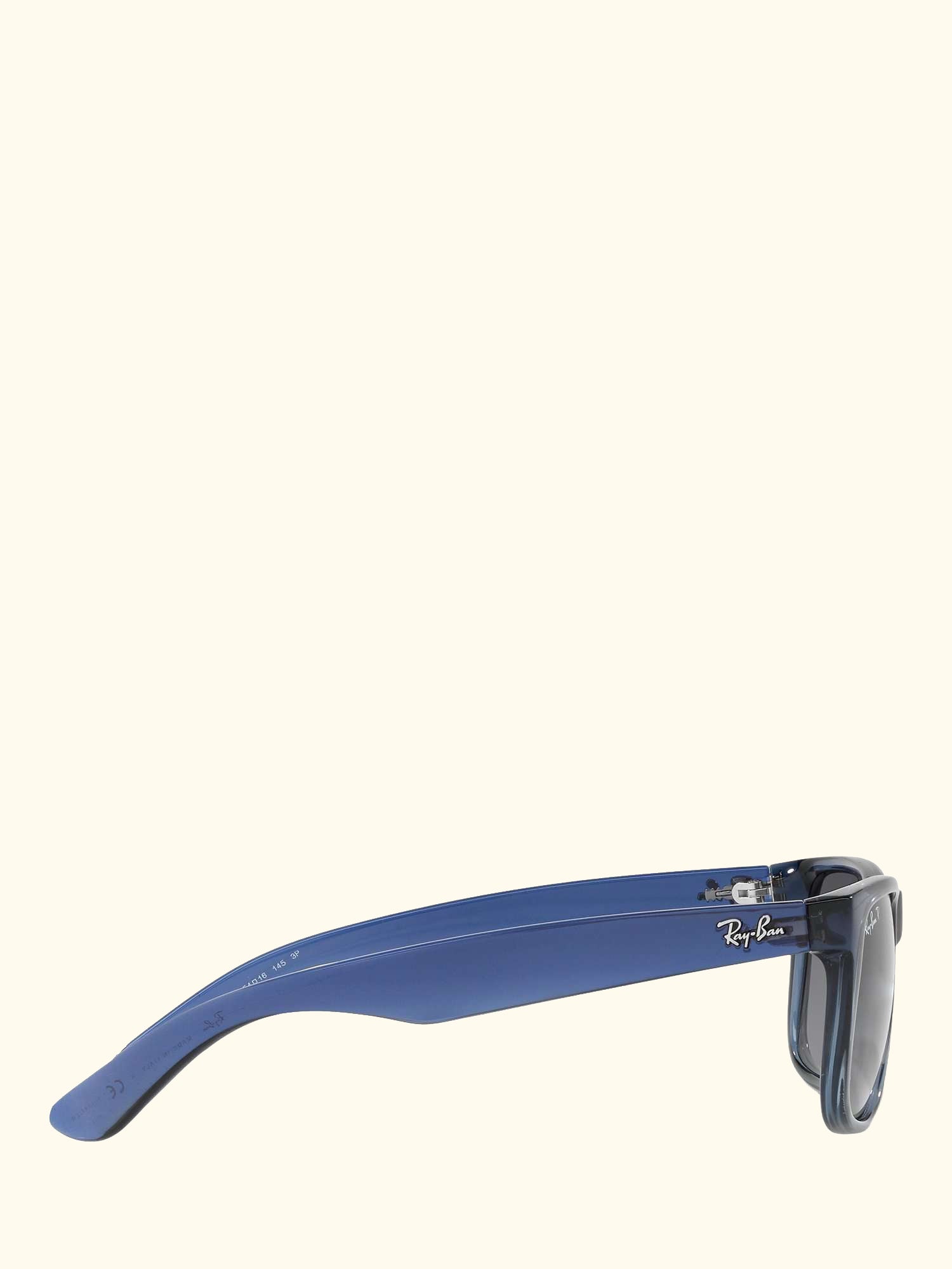 RB4165 Men's Polarised Justin Square Sunglasses, Transparent Blue/Grey Gradient