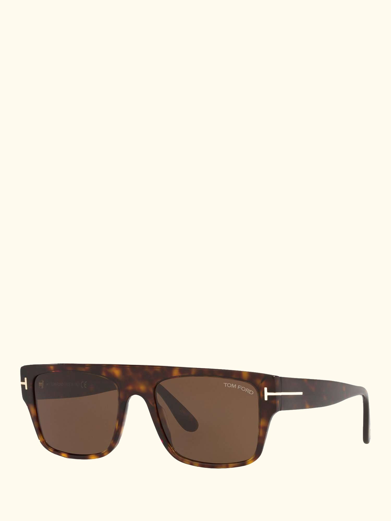 FT0907 Men's Dunning Rectangular Sunglasses, Tortoise/Brown