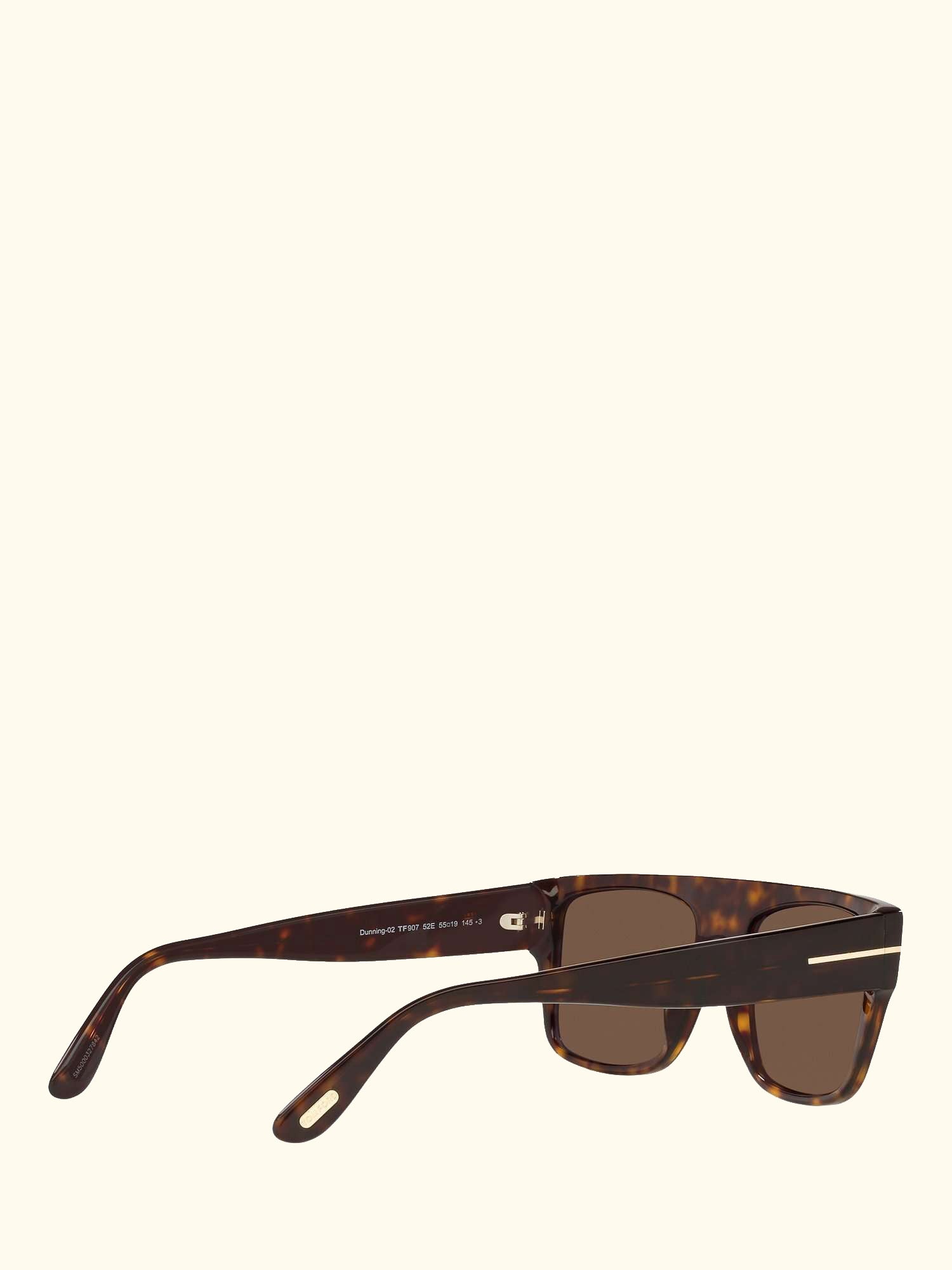 FT0907 Men's Dunning Rectangular Sunglasses, Tortoise/Brown