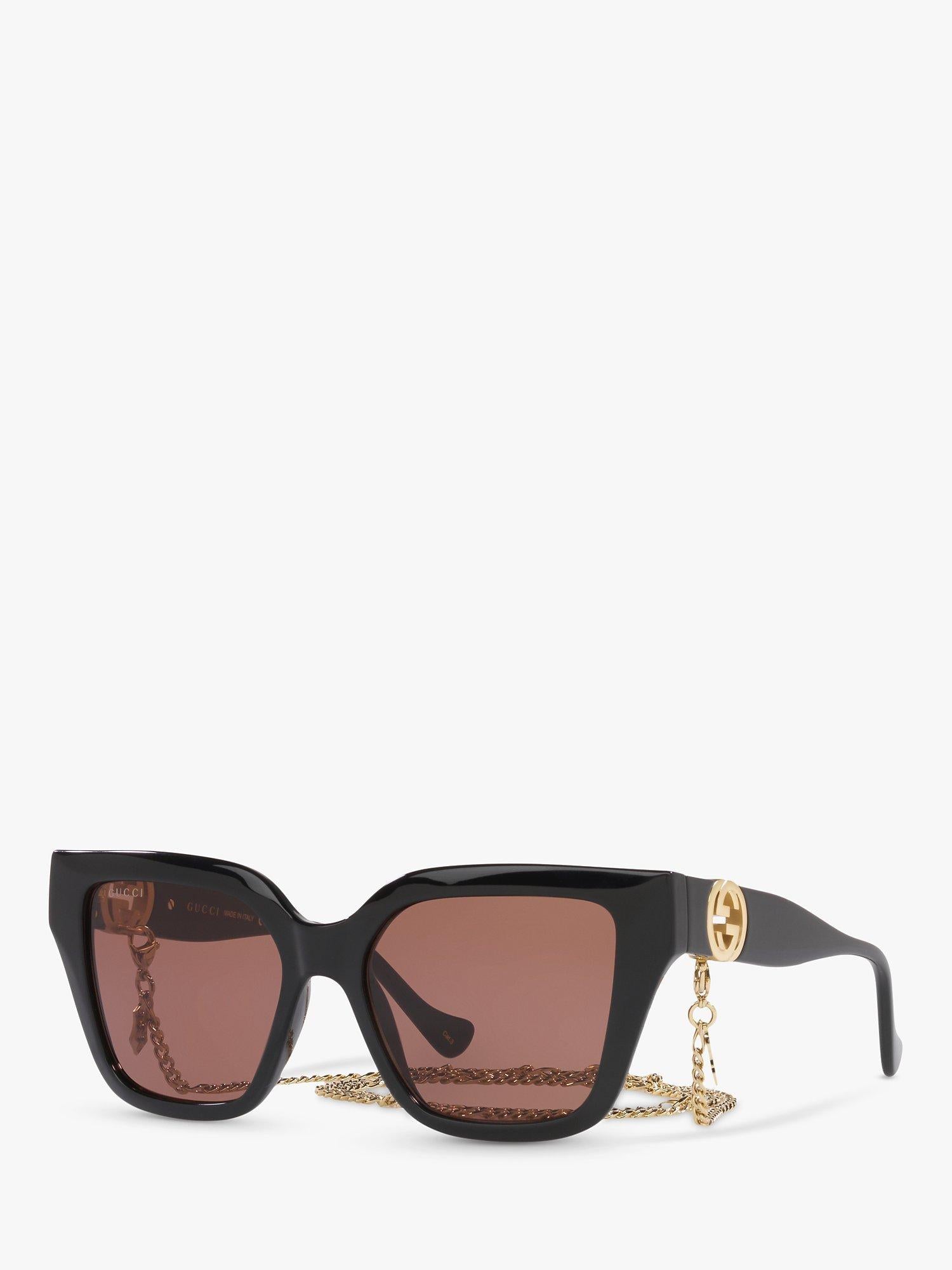 GG1023S Women's D-Frame Sunglasses, Black/Brown