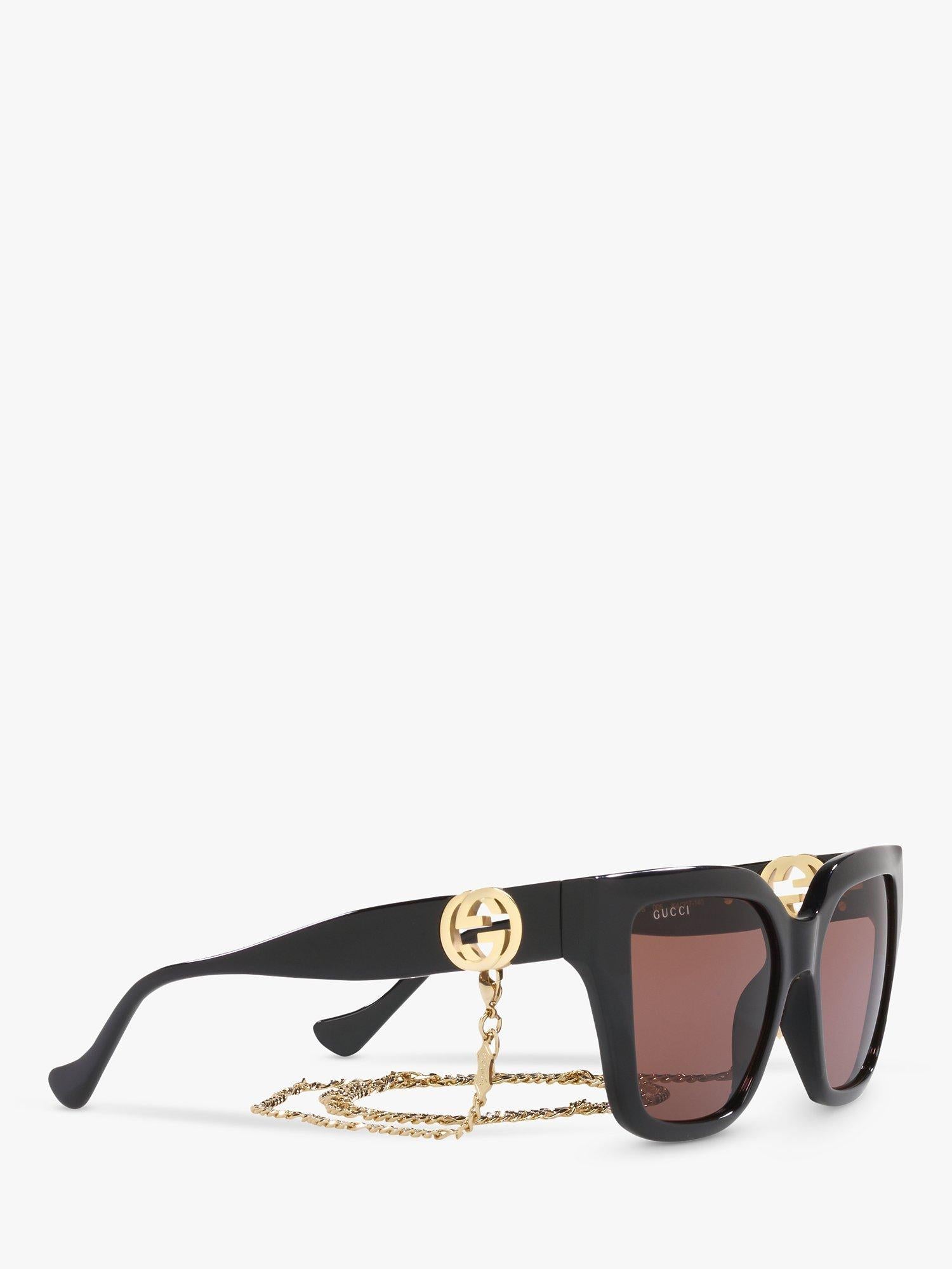 GG1023S Women's D-Frame Sunglasses, Black/Brown